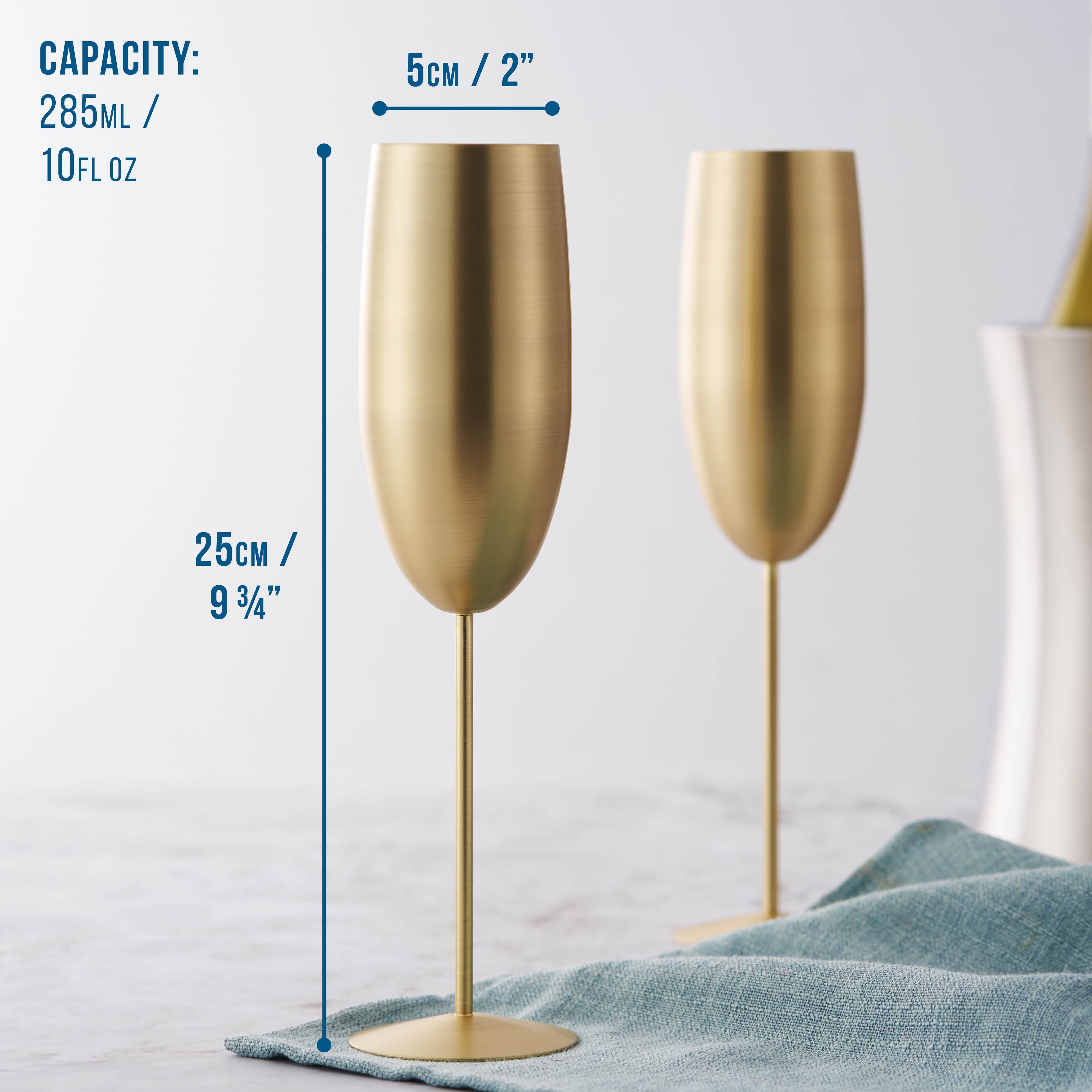 Oak & Steel Flutes champagne acciaio oro opaco 8 pezzi