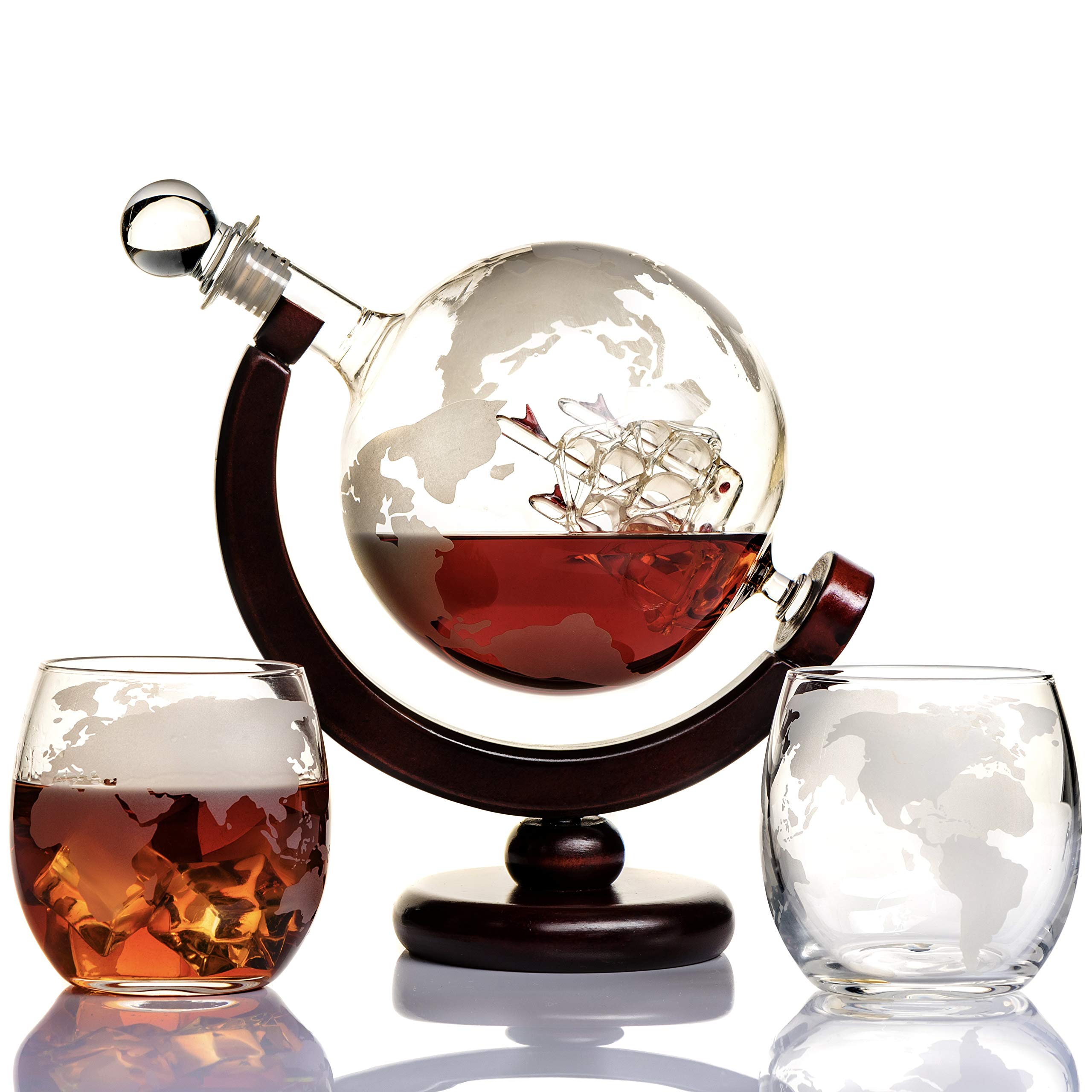 Kemstood Decanter Set Globo 850ml 2 Bicchieri Whisky