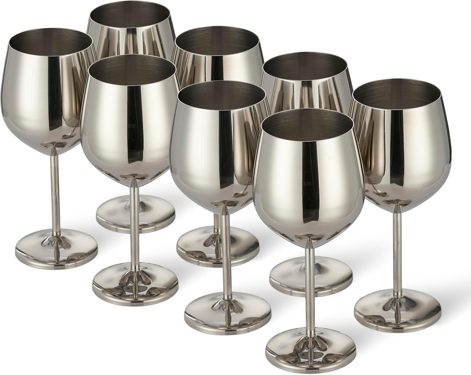 Oak & Steel calici vino acciaio argento 500ml 2 pezzi