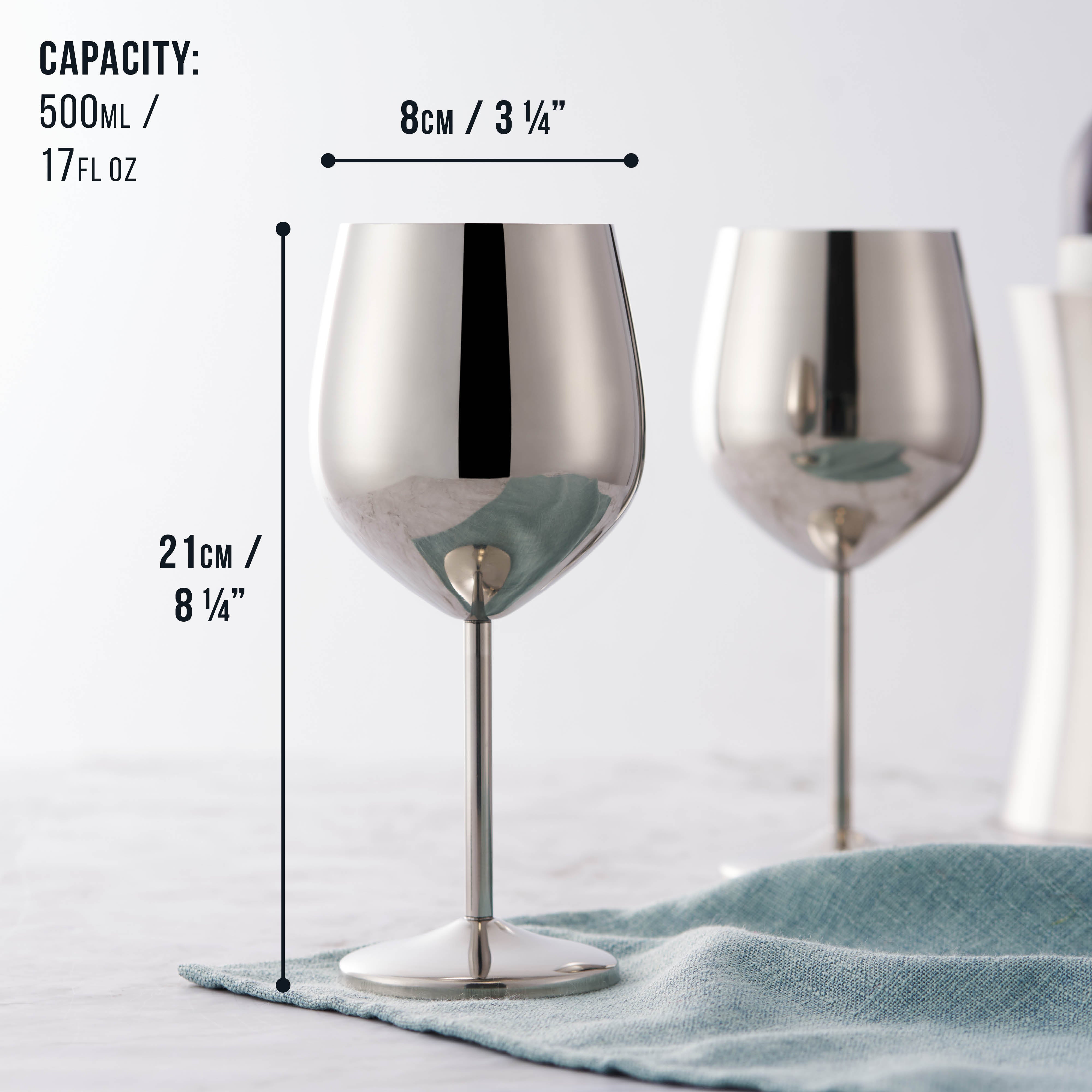 Oak & Steel calici vino acciaio argento 500ml 2 pezzi