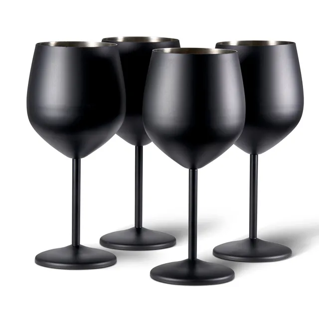 OS Oak & Steel Nero Calici Vino Acciaio Opaco 4 Pezzi