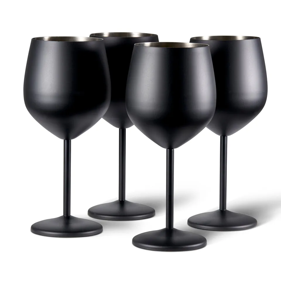 OS Oak & Steel Nero Calici Vino Acciaio Opaco 4 Pezzi