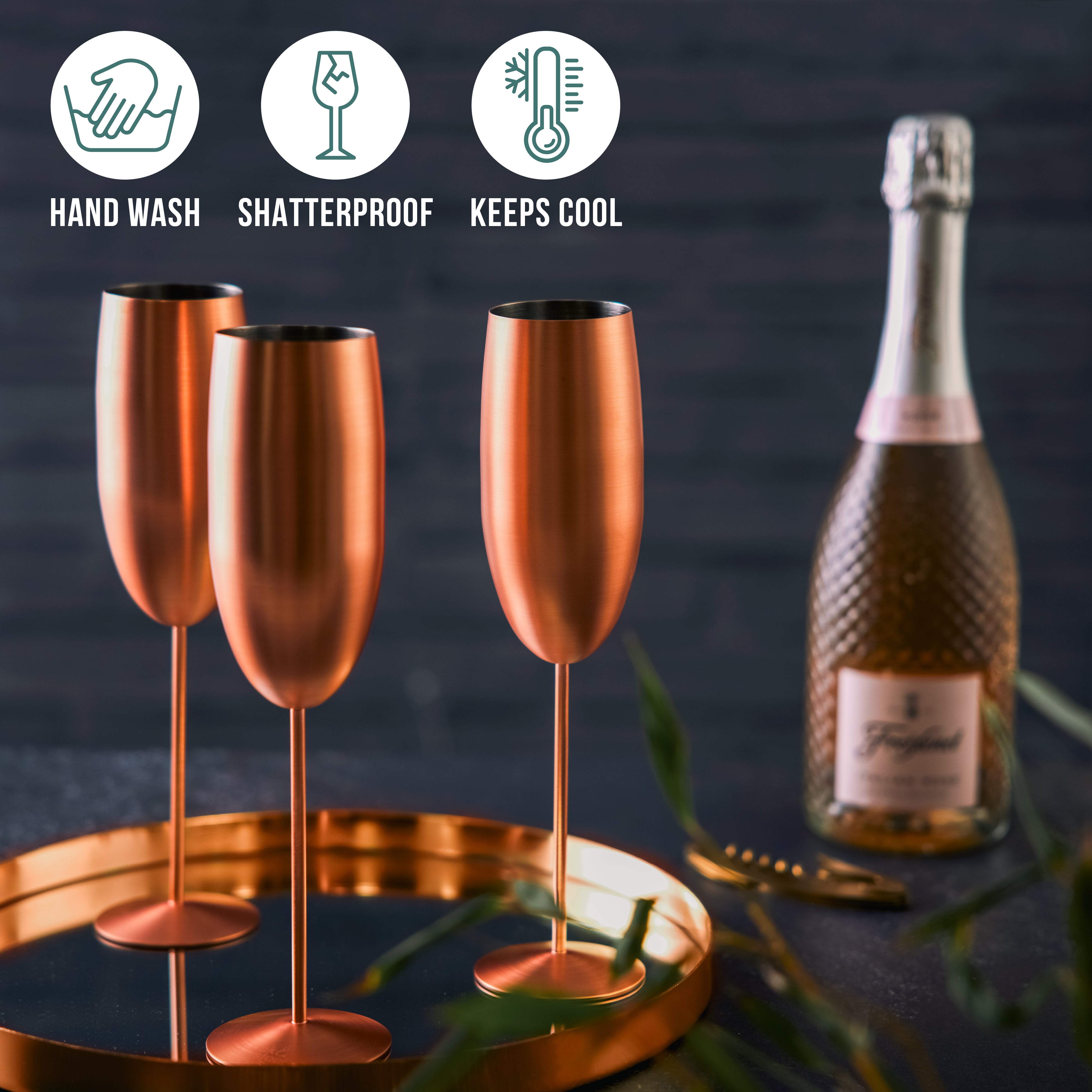 OS Oak & Steel Flutes flute champagne oro rosa opaco 4 pezzi