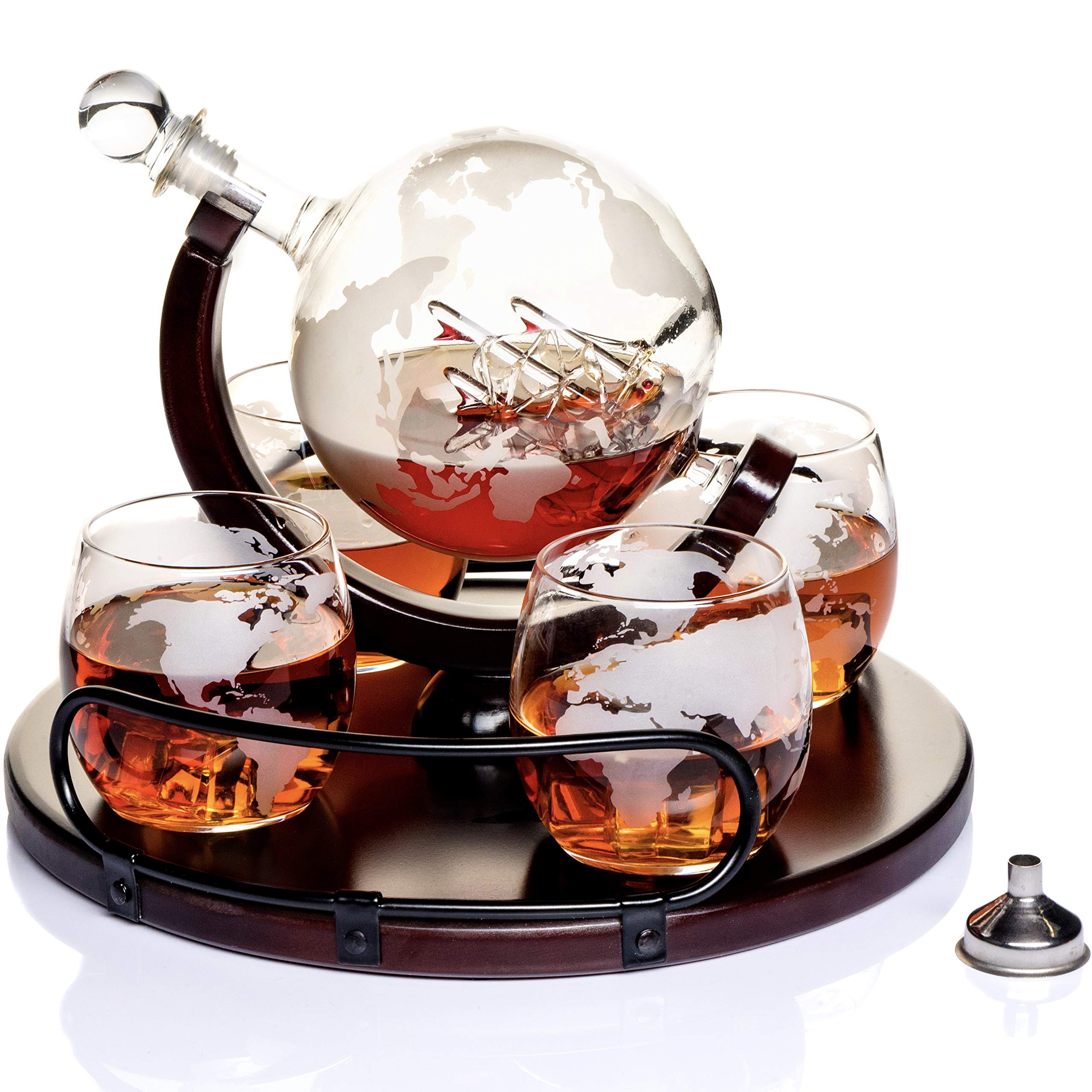 Kemstood Decanter Set Globo 850ml 2 Bicchieri Whisky
