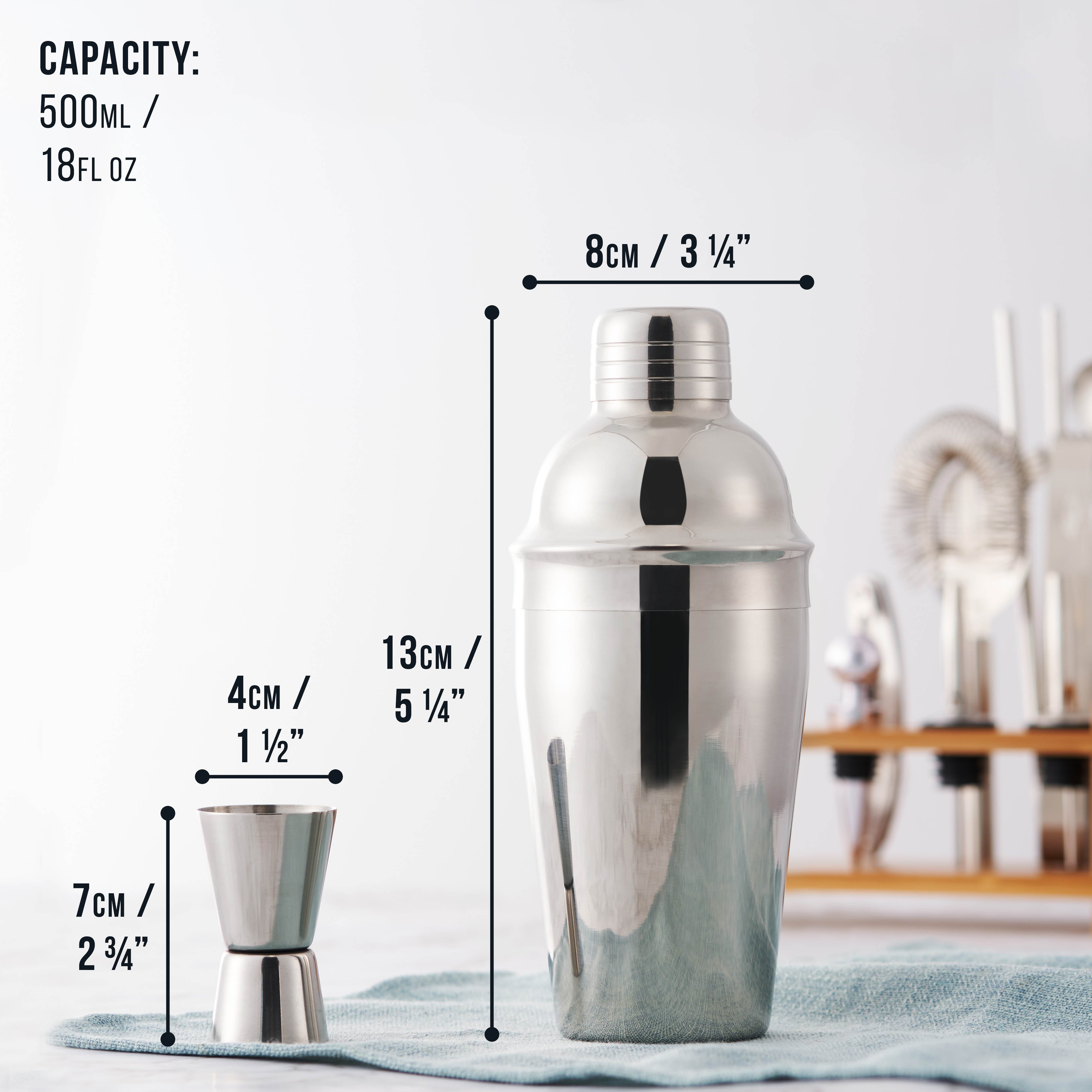 OS Oak & Steel Cocktail Sets set bar 13 pezzi argento legno