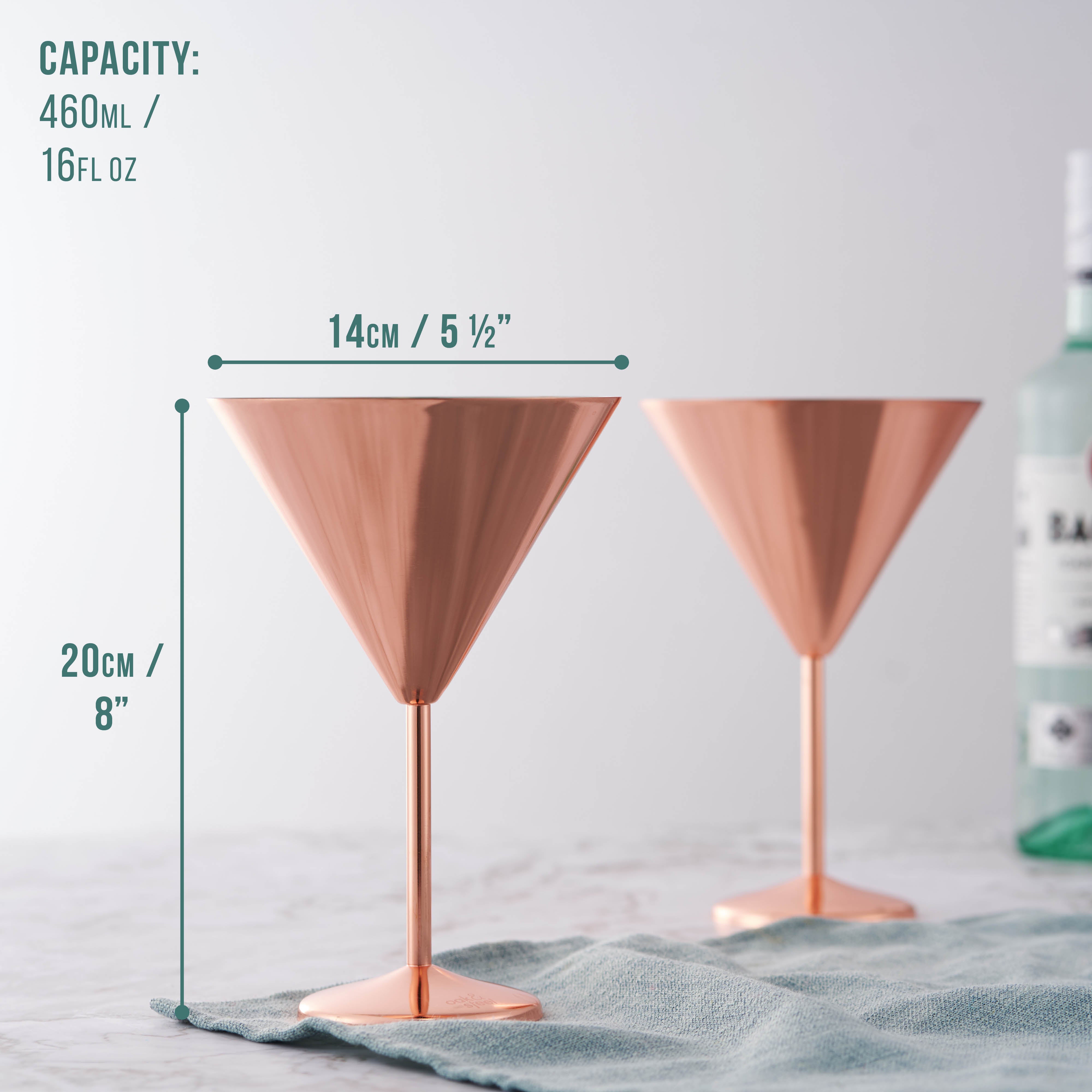 Oak & Steel Martini Glasses coppe cocktail 4 pezzi oro rosa