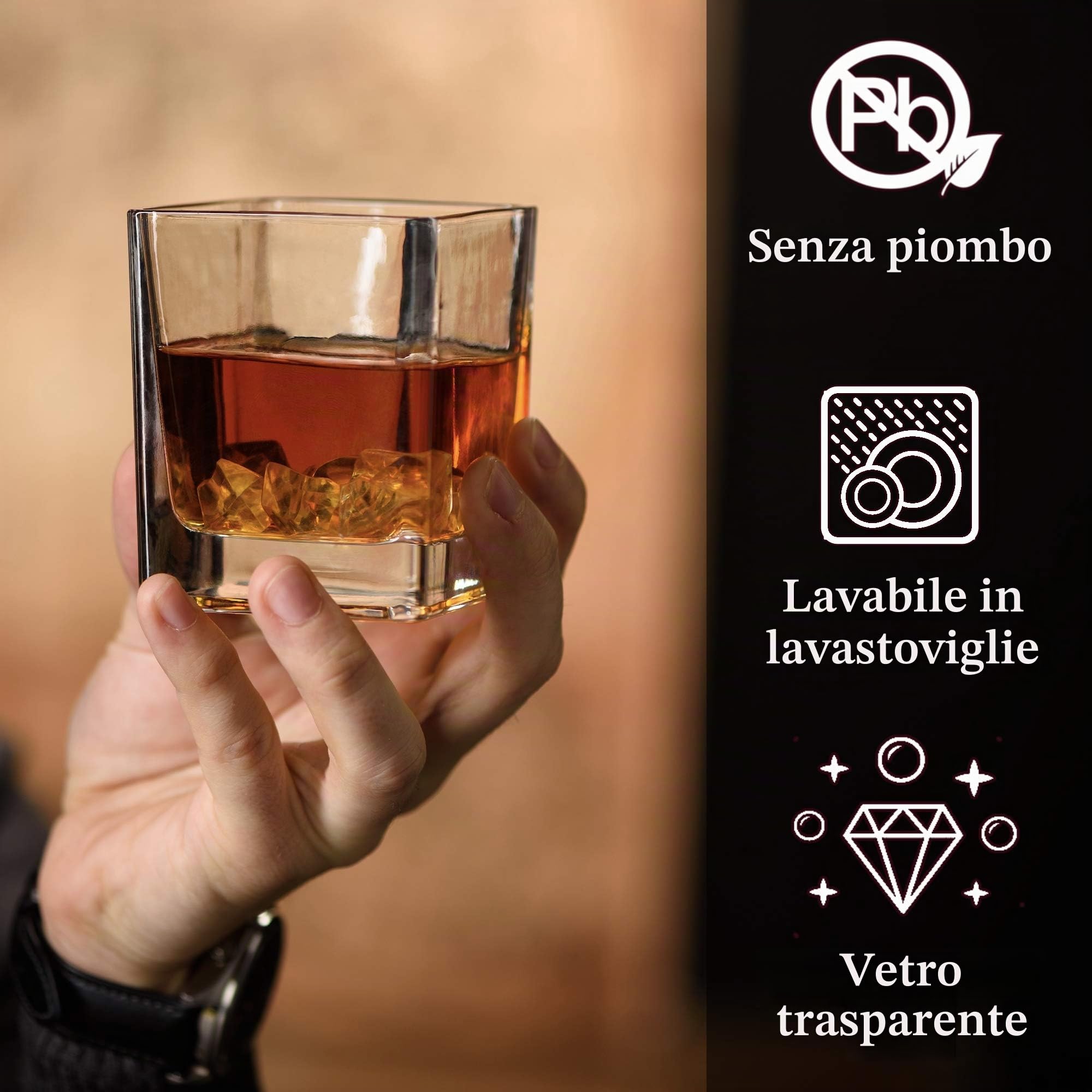 Kemstood Whiskey Glasses tumbler whisky 4 pz 230 ml vetro