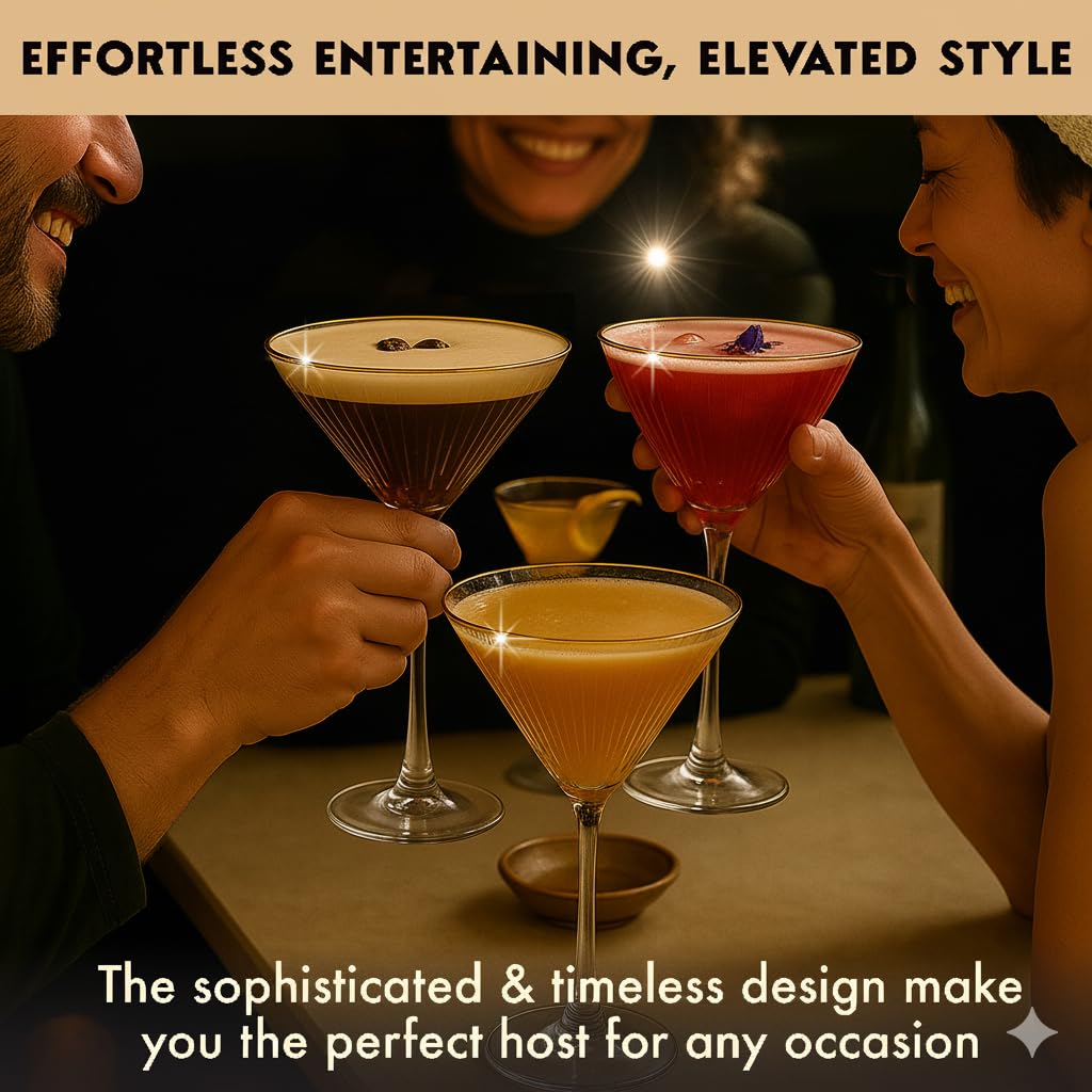 VEMACITY Cocktail Glasses Coppa Martini 4pz 220ml Oro