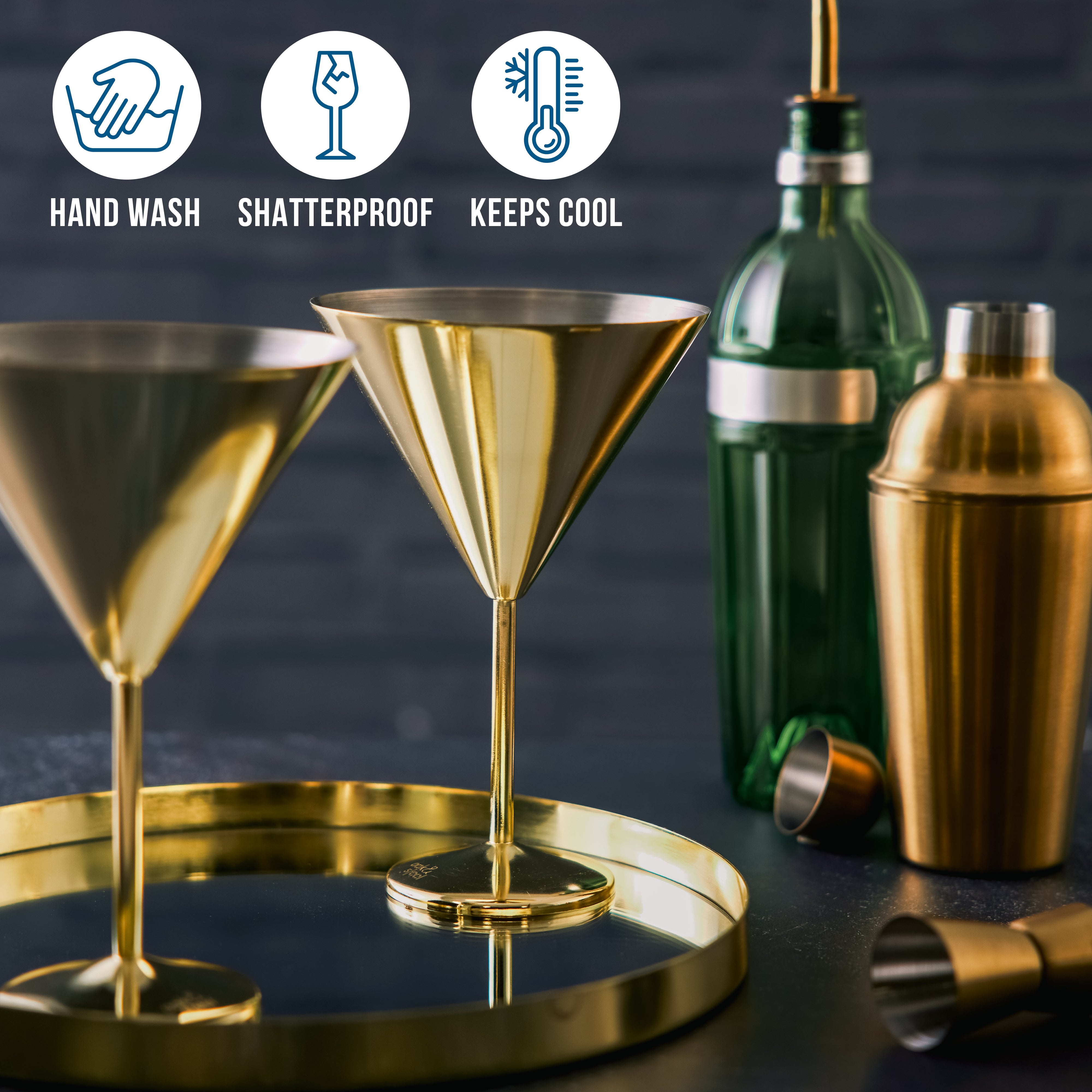 OS Oak & Steel Martini Glasses coppe martini oro 4 pezzi 460ml