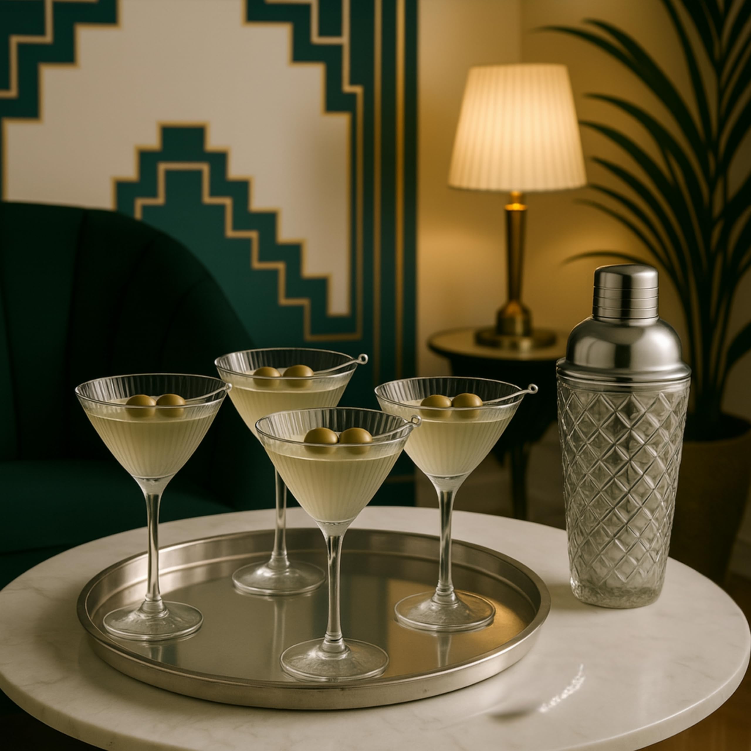 VEMACITY Cocktail Shaker Kits Shaker Vetro 2 Martini Argento