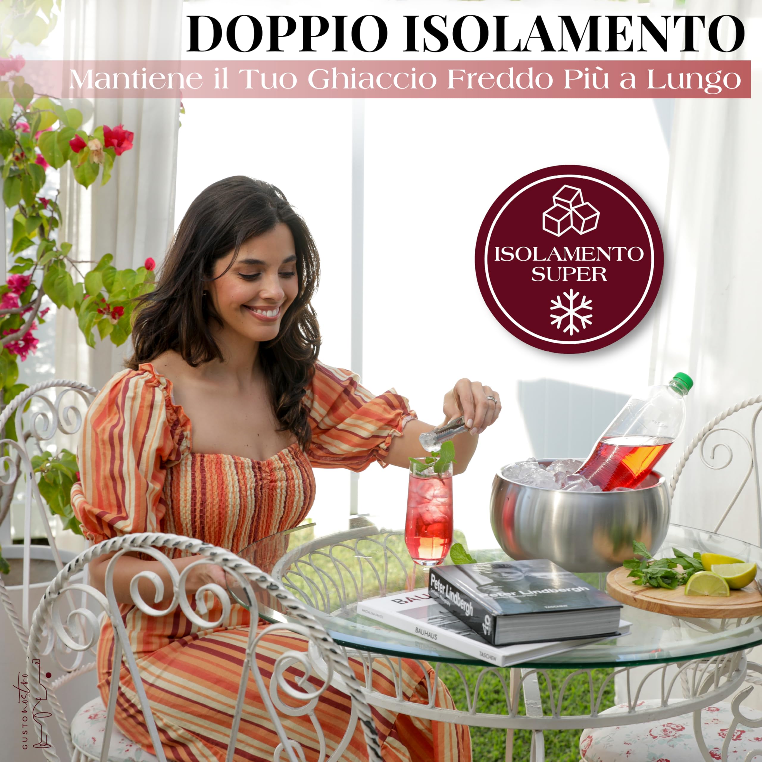 Gusto Nostro Ice Bucket Kit secchiello argento 4,1 L inox