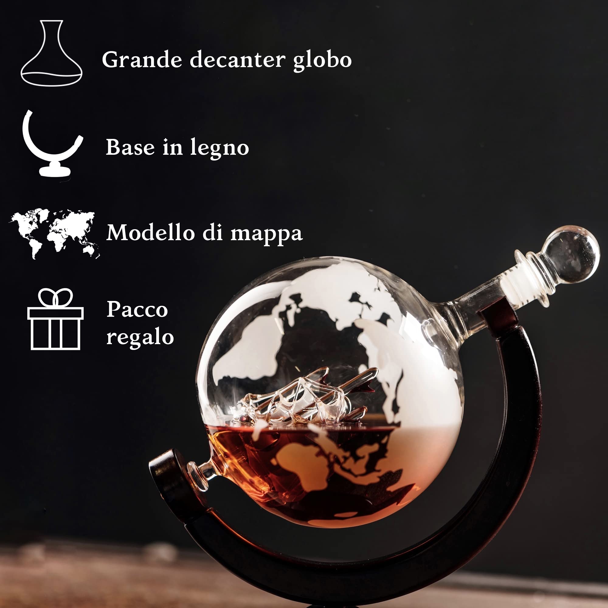 Kemstood Decanter Set decanter whisky globo 850 ml vetro