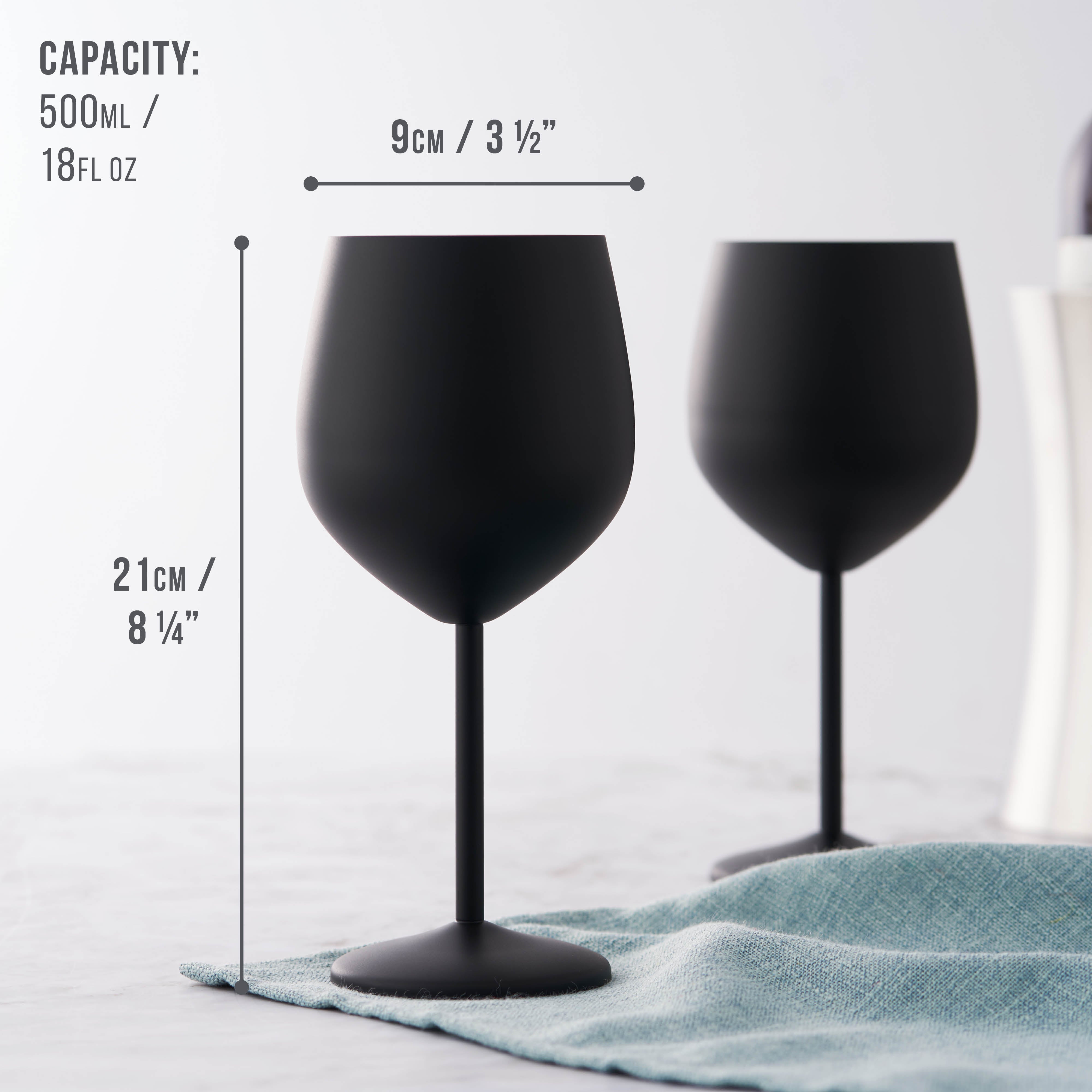 OS Oak & Steel Nero Calici Vino Acciaio Opaco 4 Pezzi