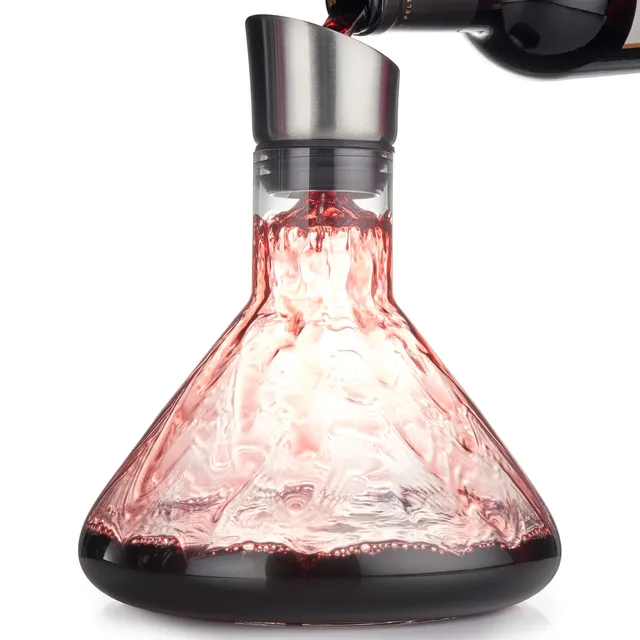 Oak & Steel decanter vino vetro con aeratore e imbuto