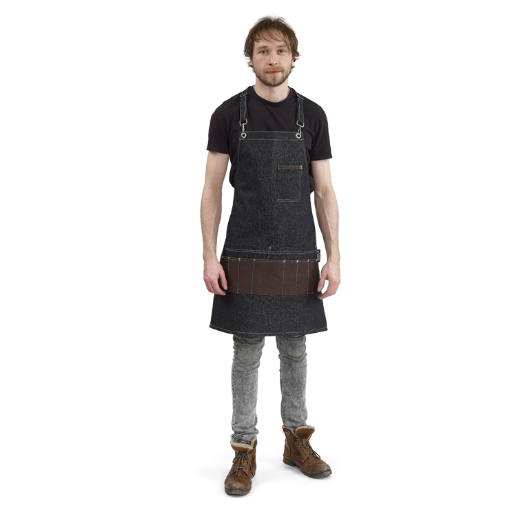 Urban Bar Accessories Grembiule Denim Dettagli Pelle II