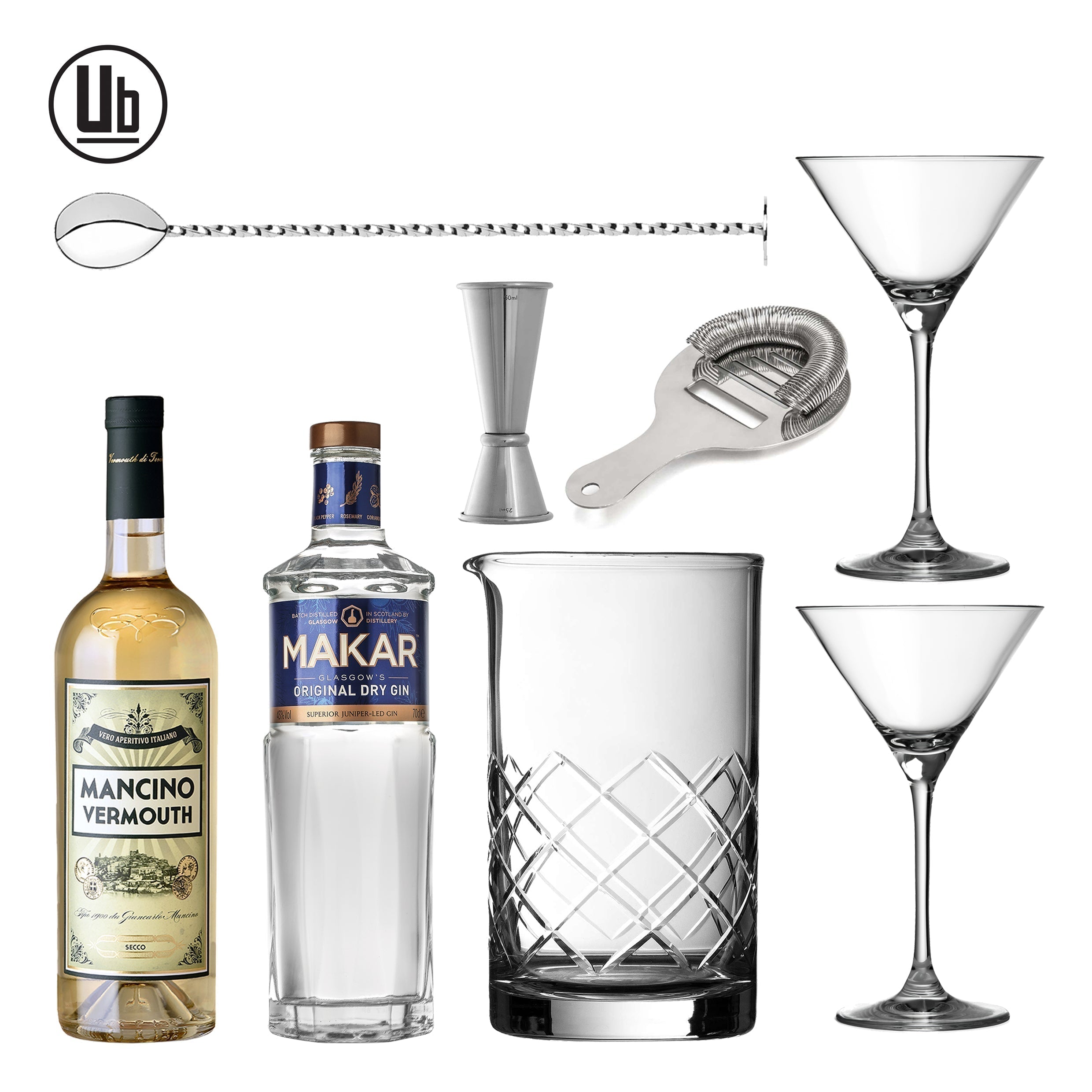 Urban Bar Classic Gin Martini kit cocktail con bicchieri 21cl