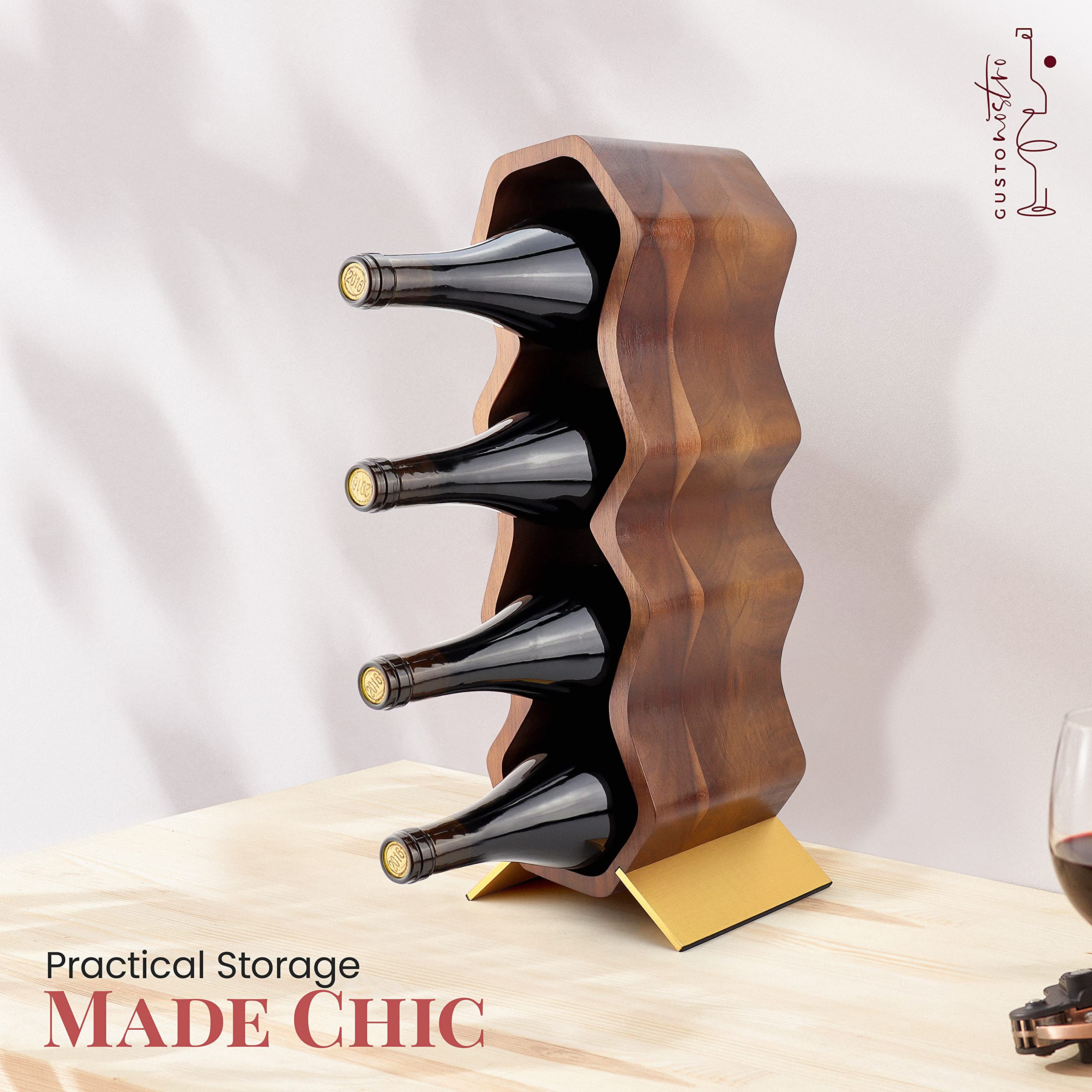 Gusto Nostro Wooden Wine Rack portabottiglie 7 bottiglie acacia