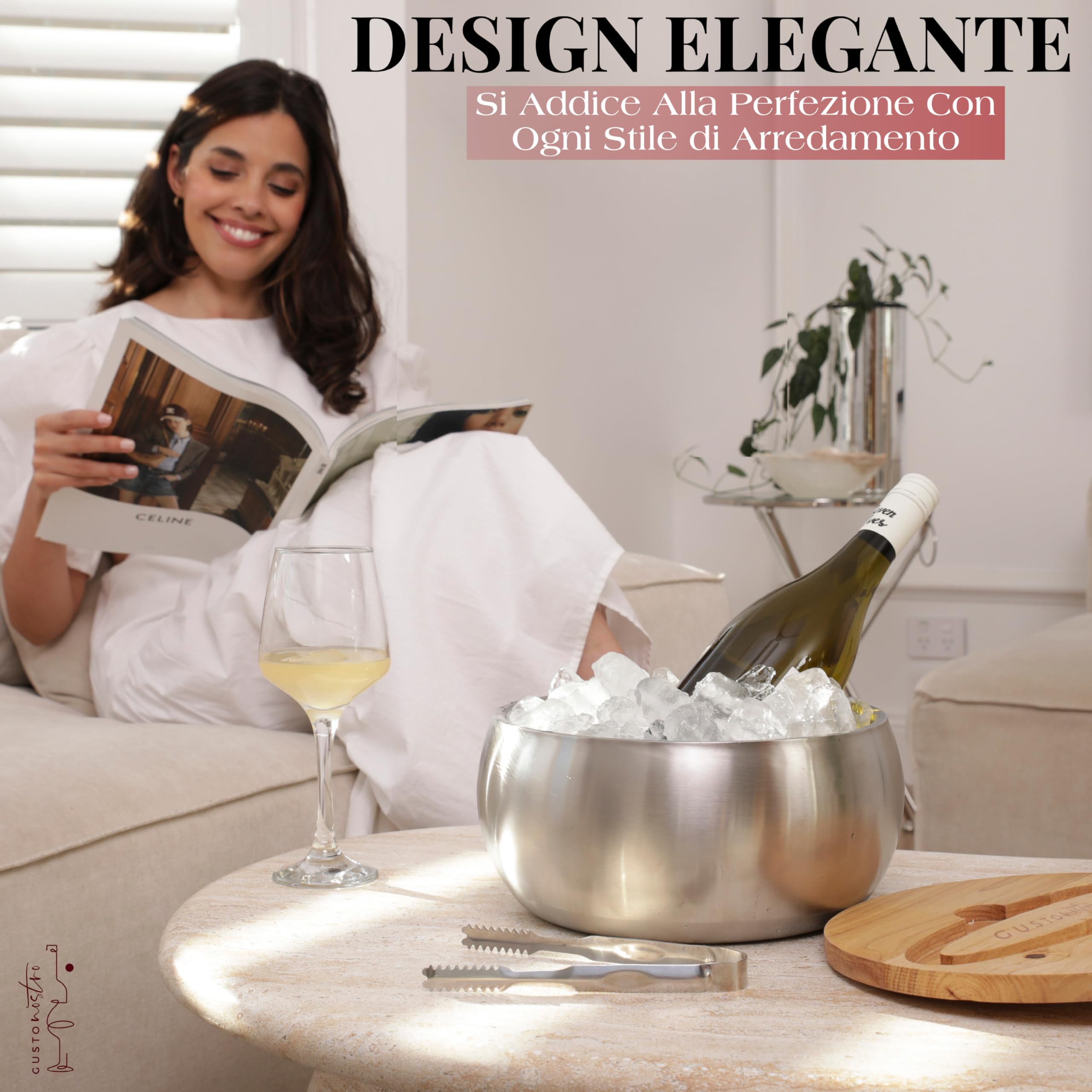 Gusto Nostro Ice Bucket Kit secchiello argento 4,1 L inox