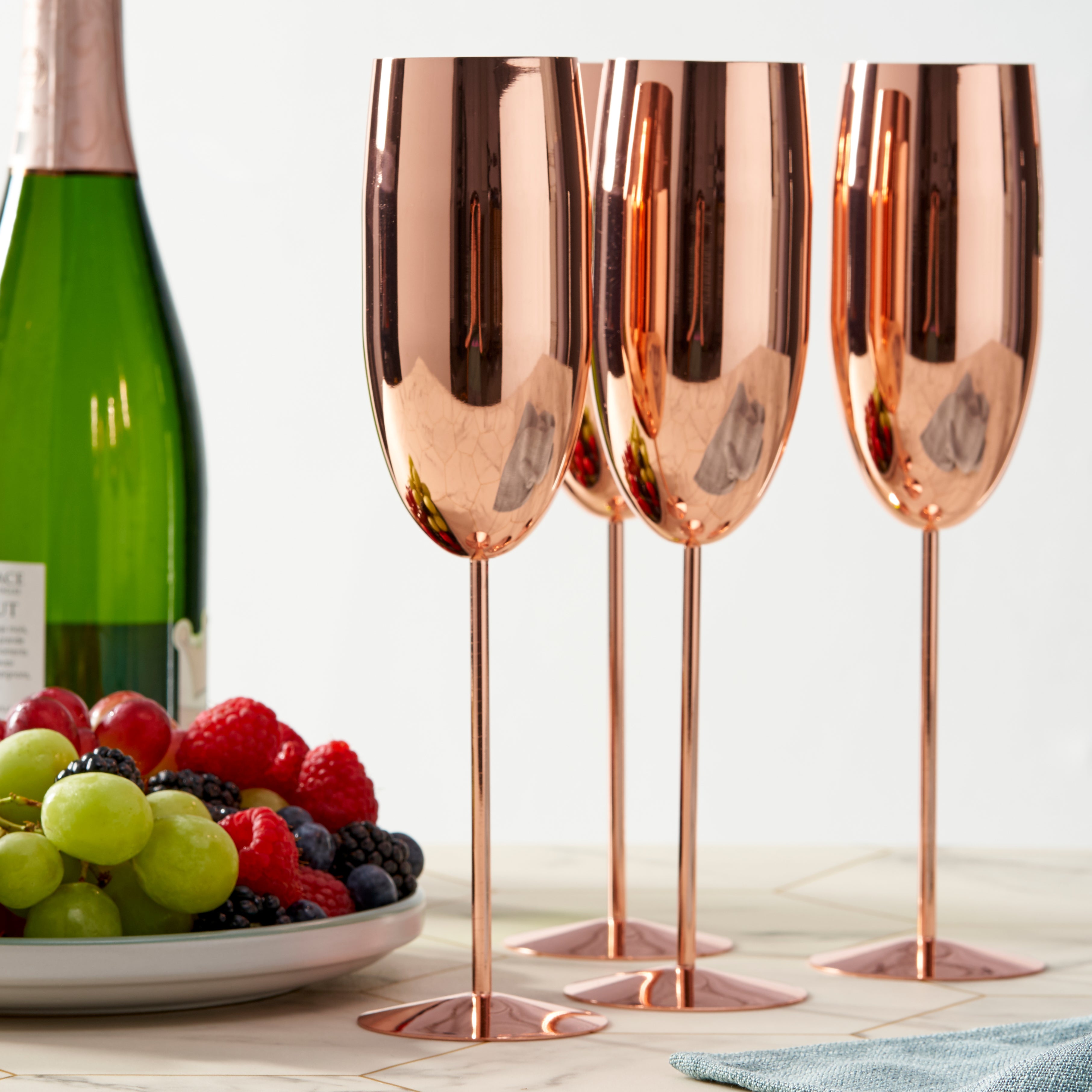 Oak & Steel Flutes champagne acciaio oro rosa 2 pezzi