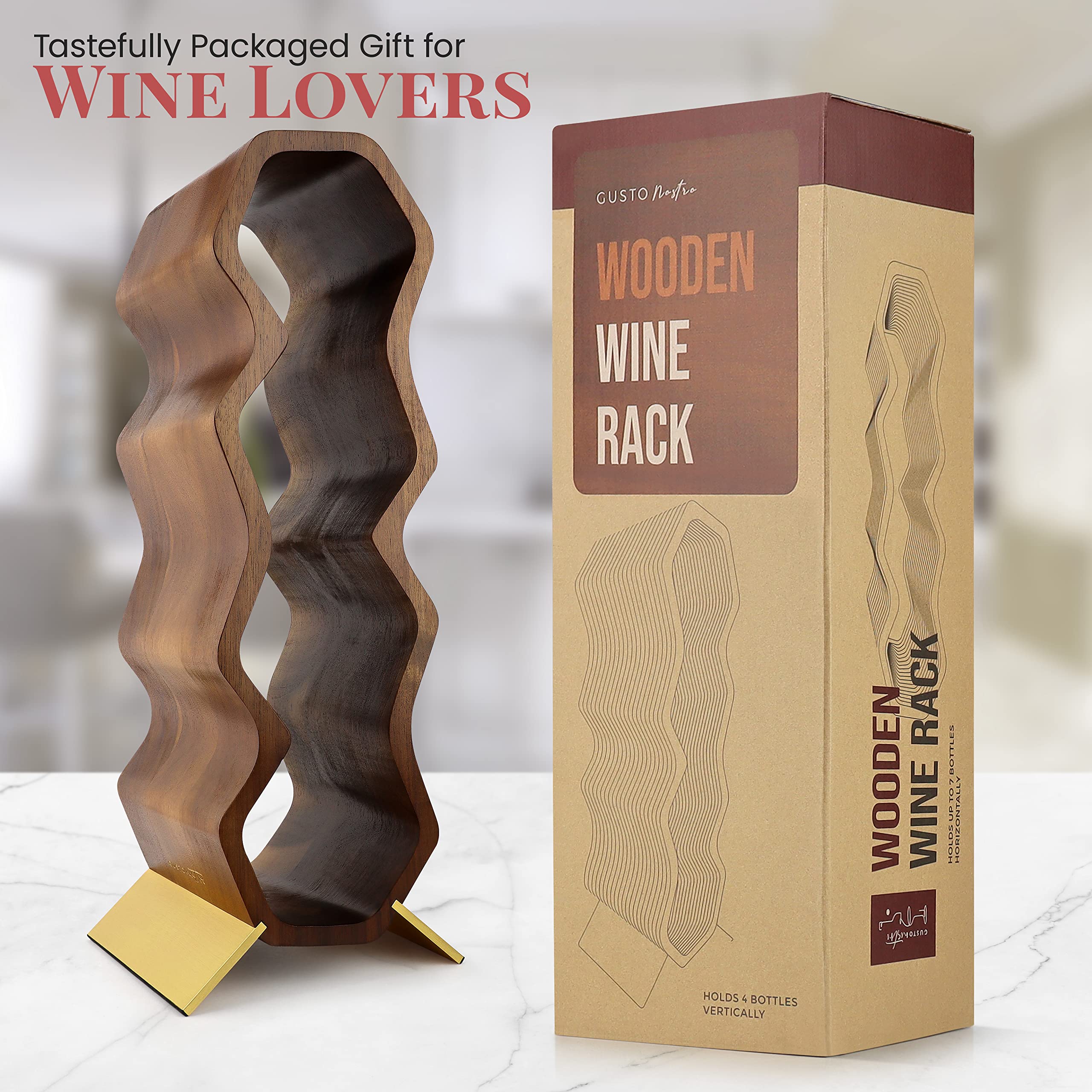 Gusto Nostro Wooden Wine Rack portabottiglie 7 bottiglie acacia