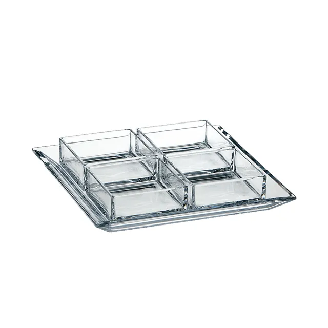 ColleVilca Quadra antipastiera cristallo 4 scomparti 37 cm