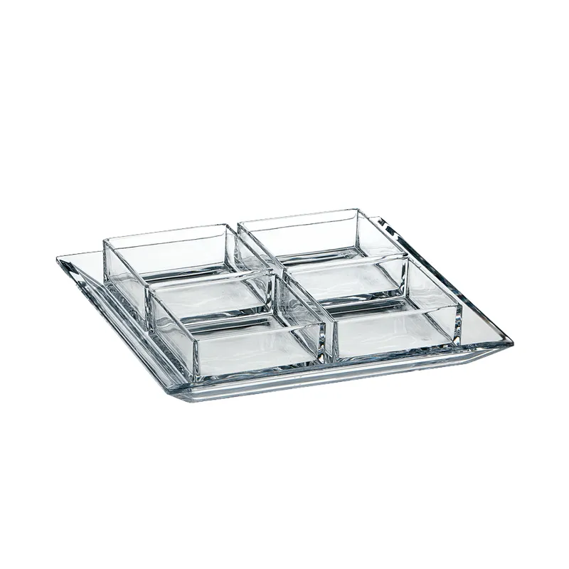 ColleVilca Quadra antipastiera cristallo 4 scomparti 37 cm