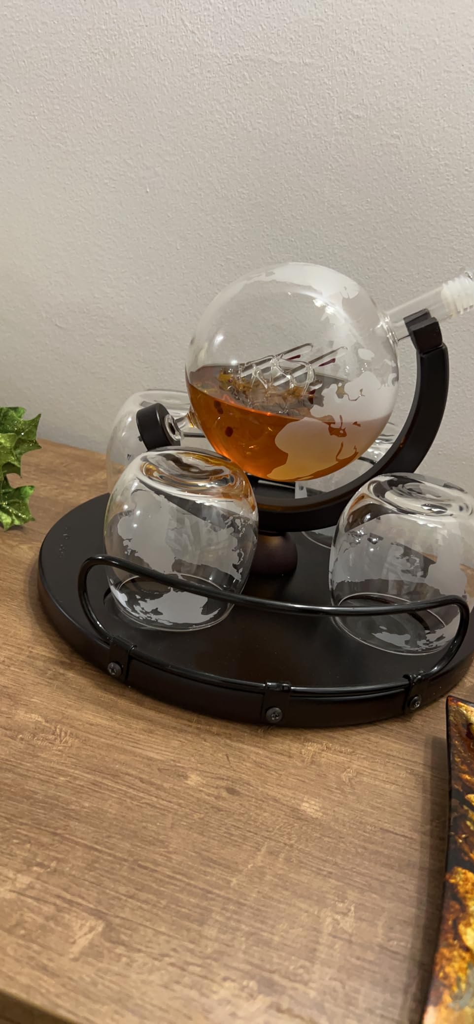 Kemstood Decanter Set Globo 850ml 2 Bicchieri Whisky