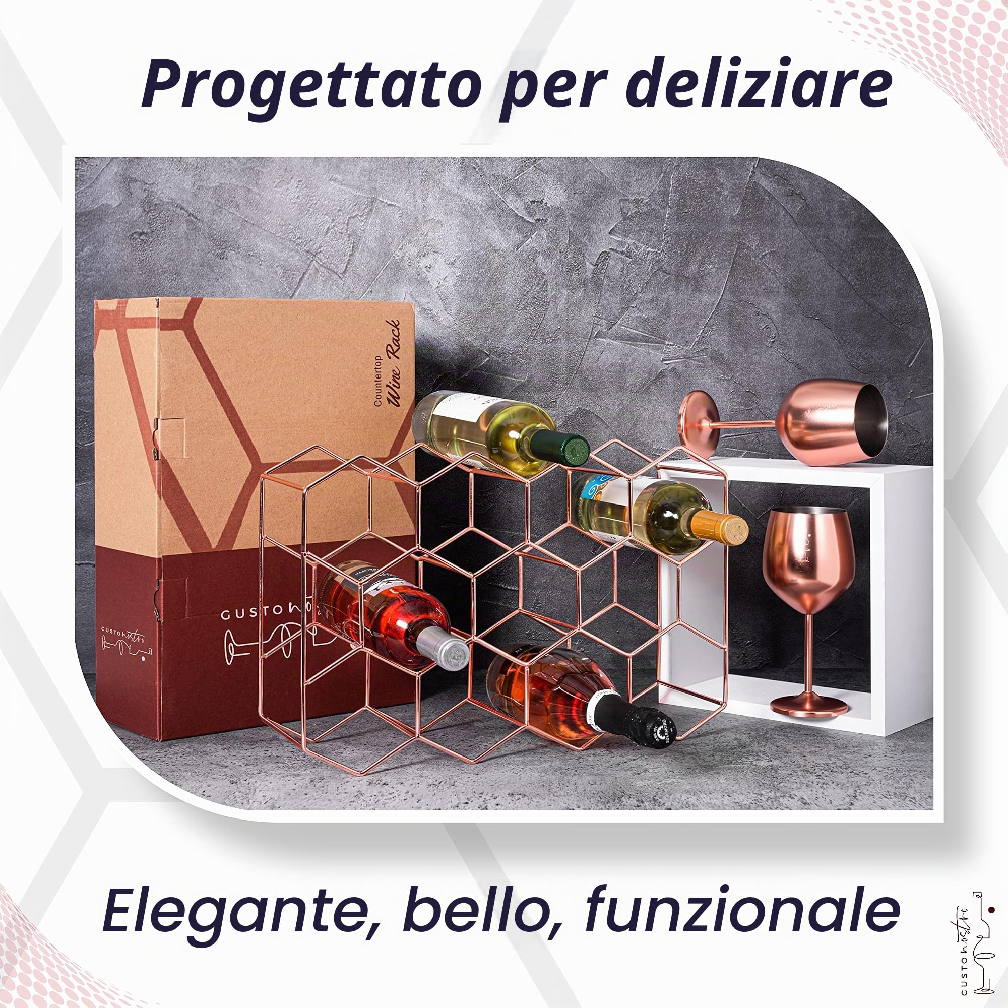 Gusto Nostro Countertops portabottiglie 14 bottiglie oro rosa