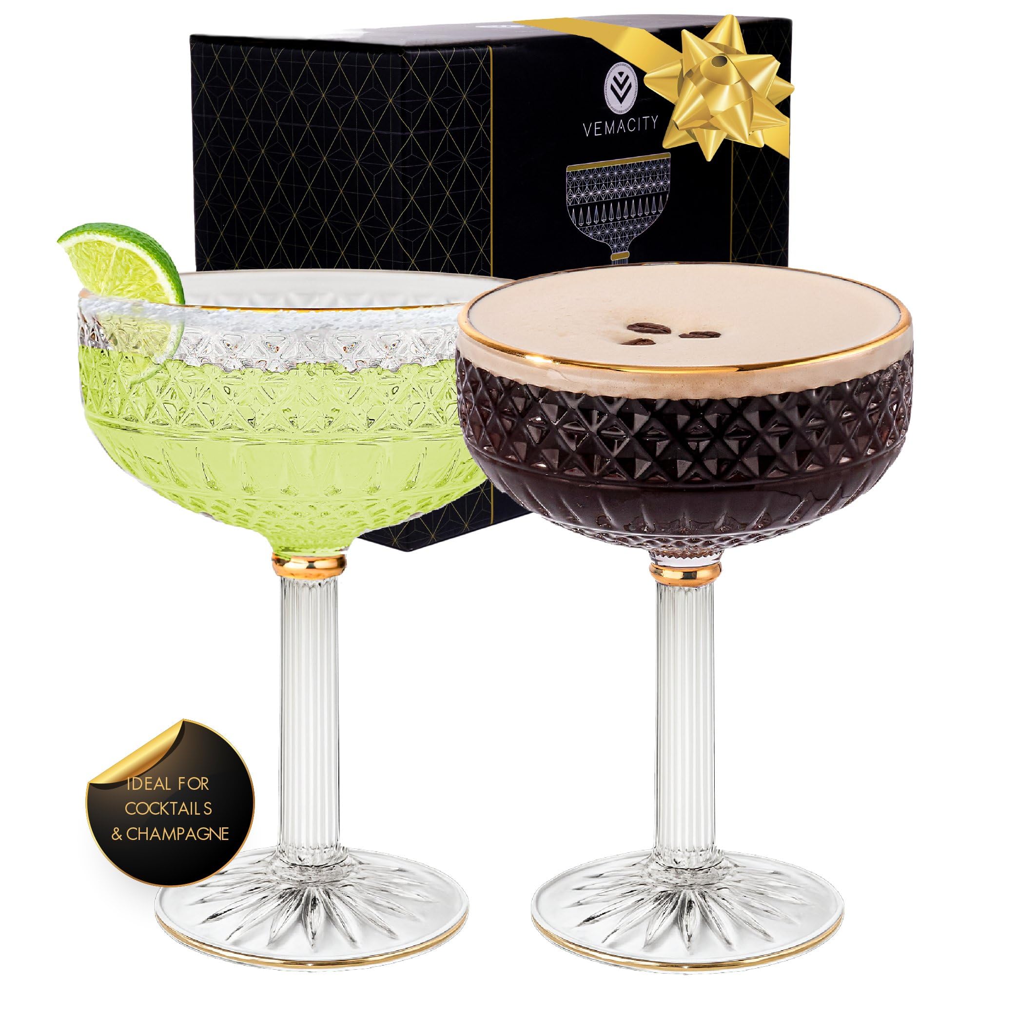 Vemacity Cocktail Glasses coppa cocktail 2 pz 300 ml oro