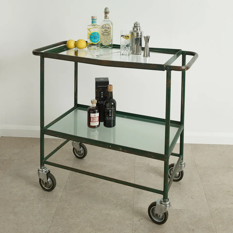 Urban Bar Geest Carrello Bar Industriale Verde Vetro 25kg