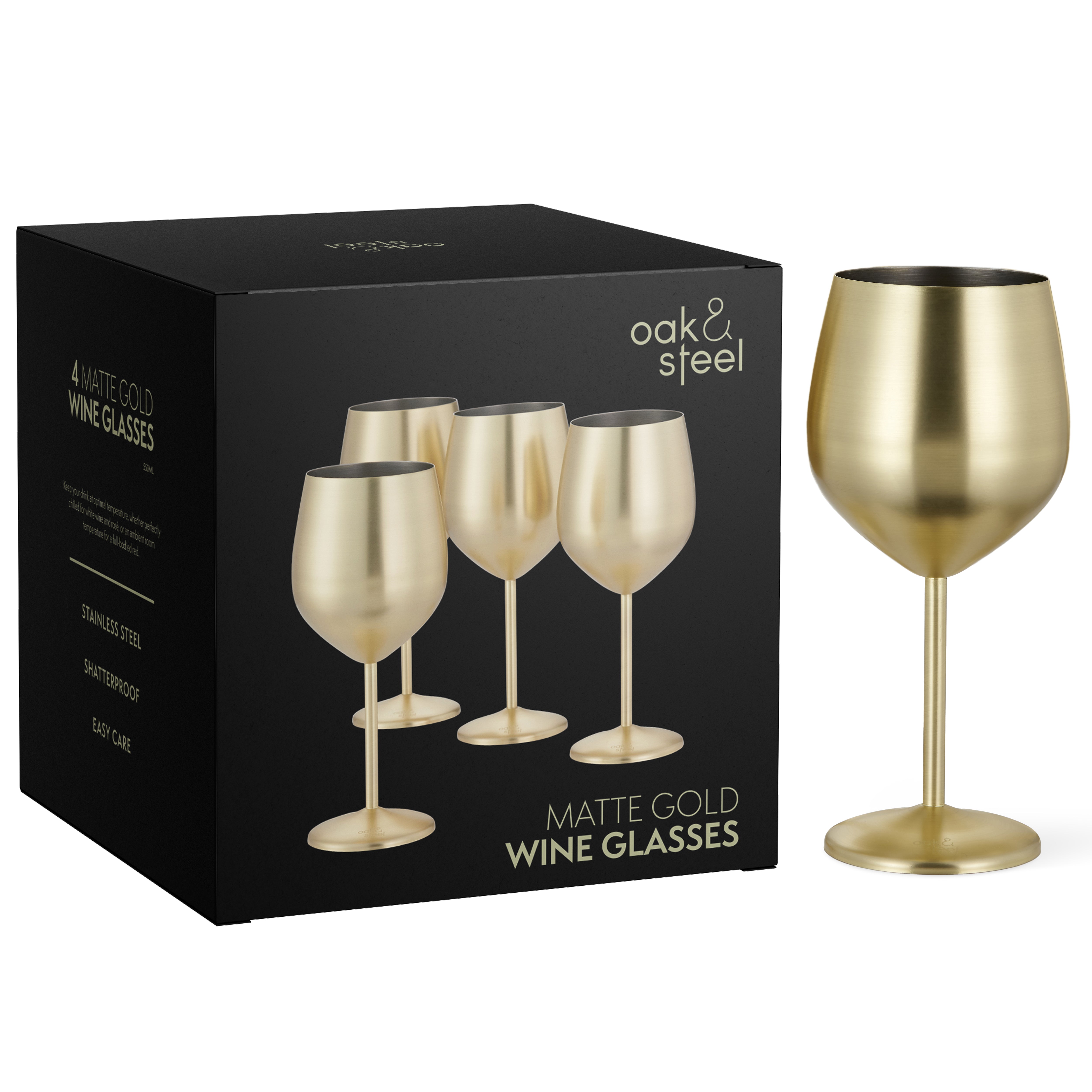Oak & Steel Wine Glasses Calice Vino Oro Opaco 2 Pezzi