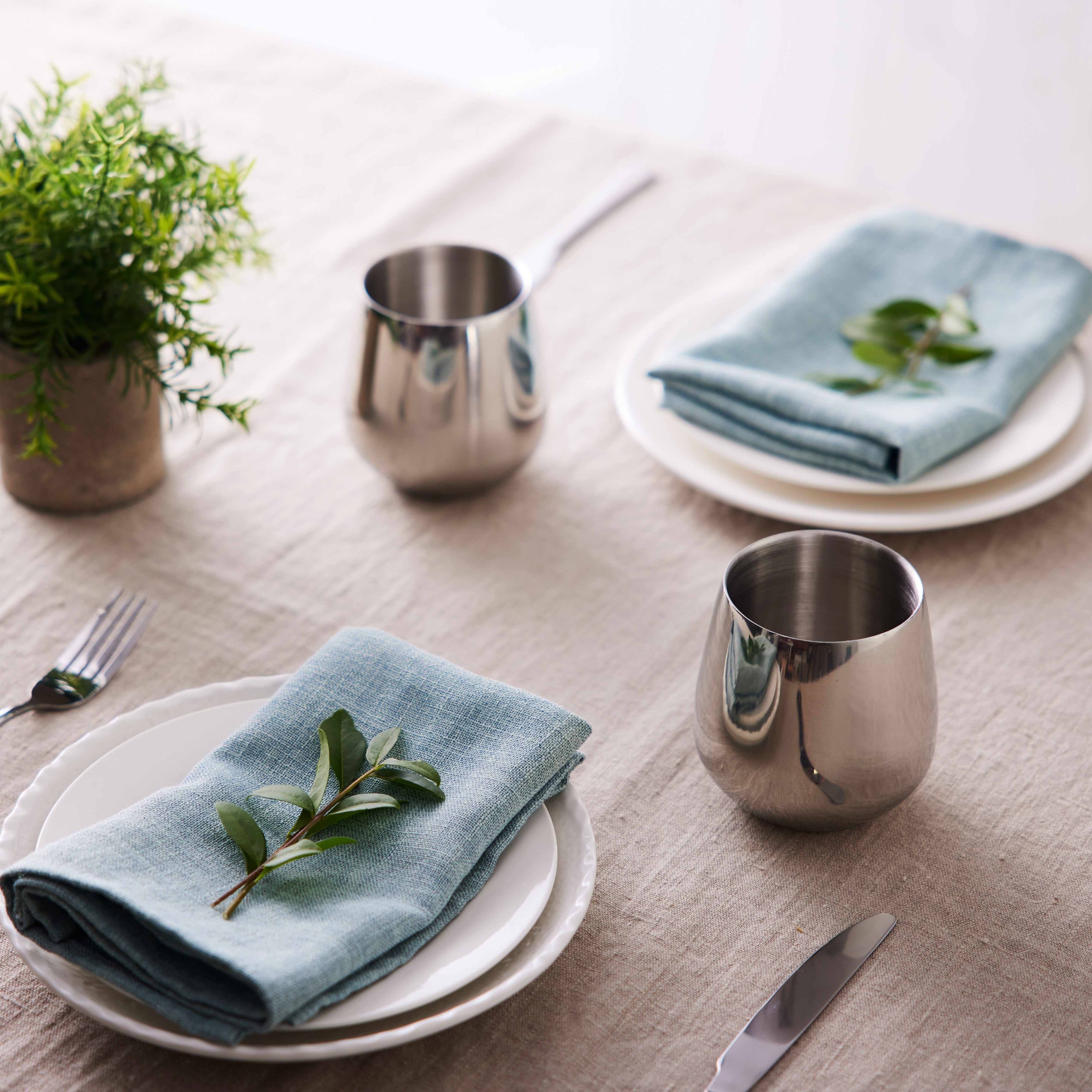 Oak & Steel Tumblers Bicchiere Acciaio Argento 4 Pezzi