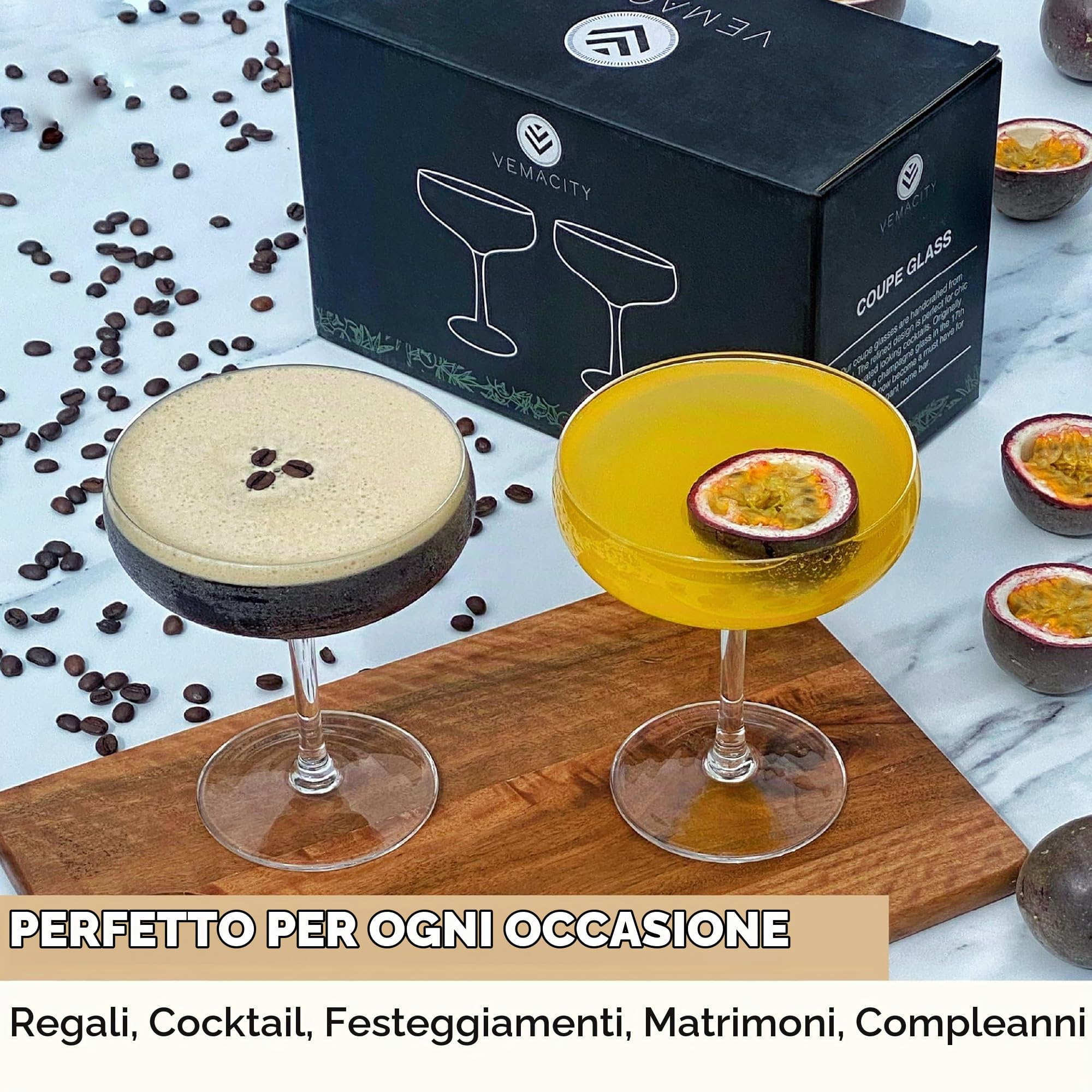 Vemacity Cocktail Glasses coppa cocktail 2 pz 280 ml cristallo