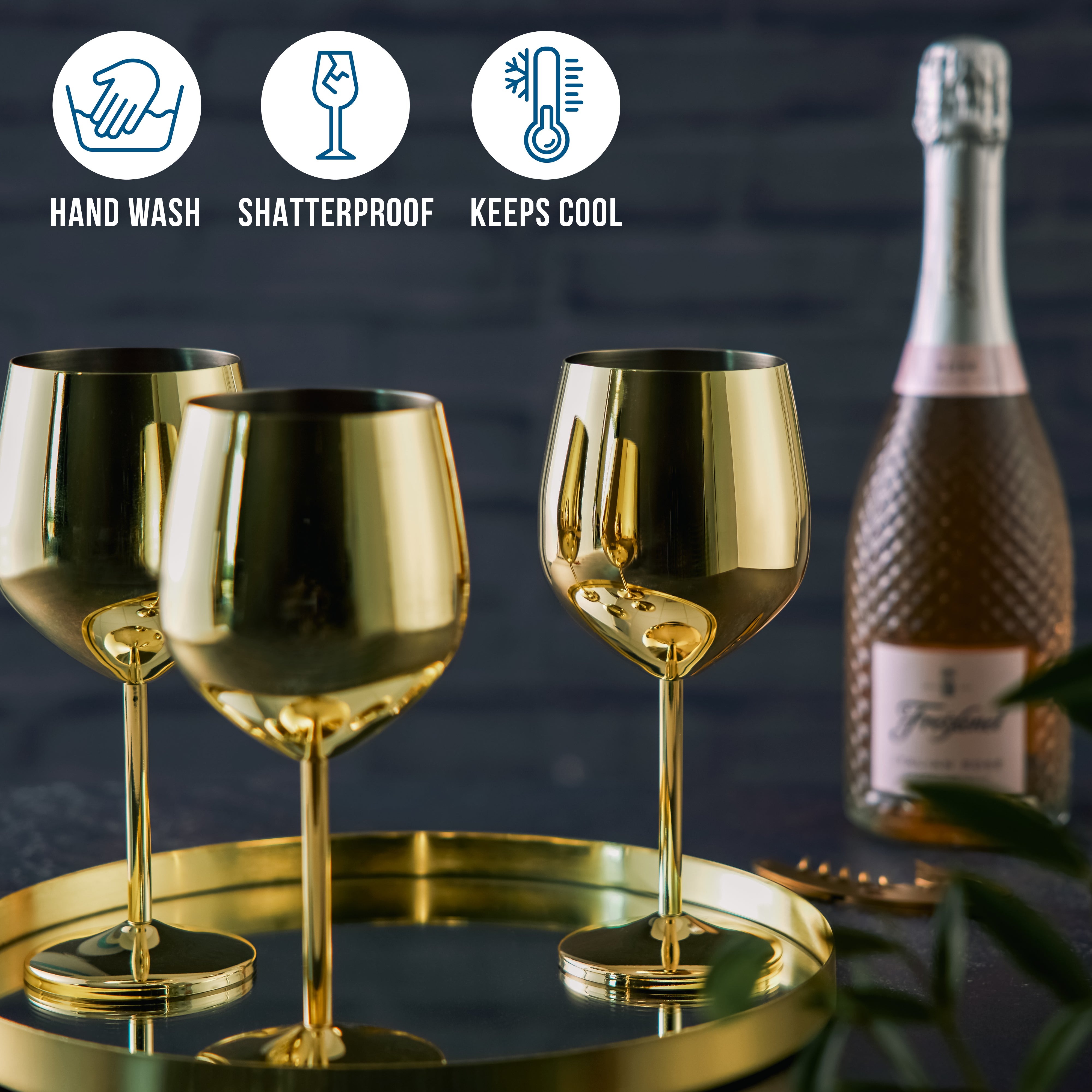 OS Oak & Steel Wine Glasses calici vino oro 4 pezzi