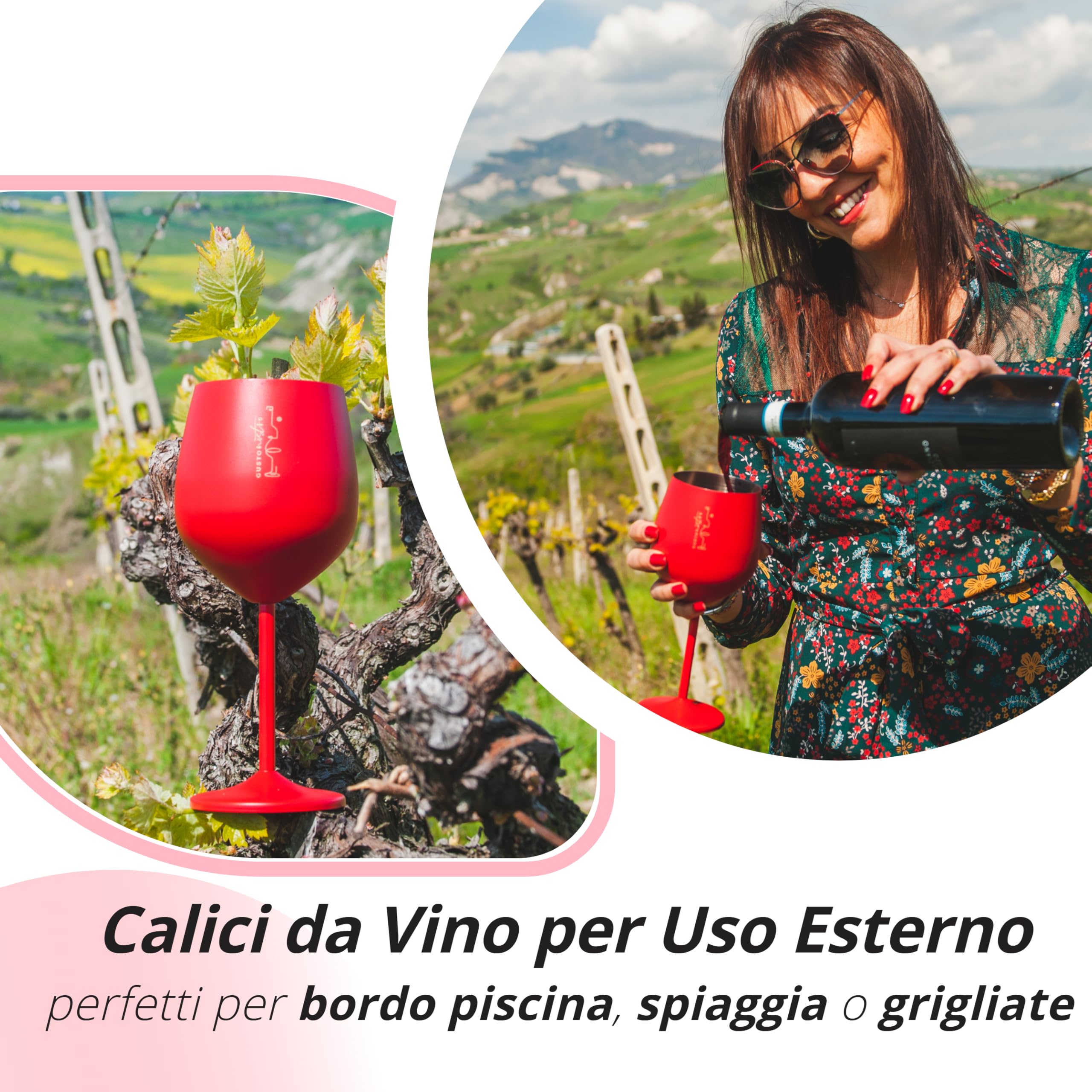 Gusto Nostro Stainless Calice Vino Acciaio 4pz Argento