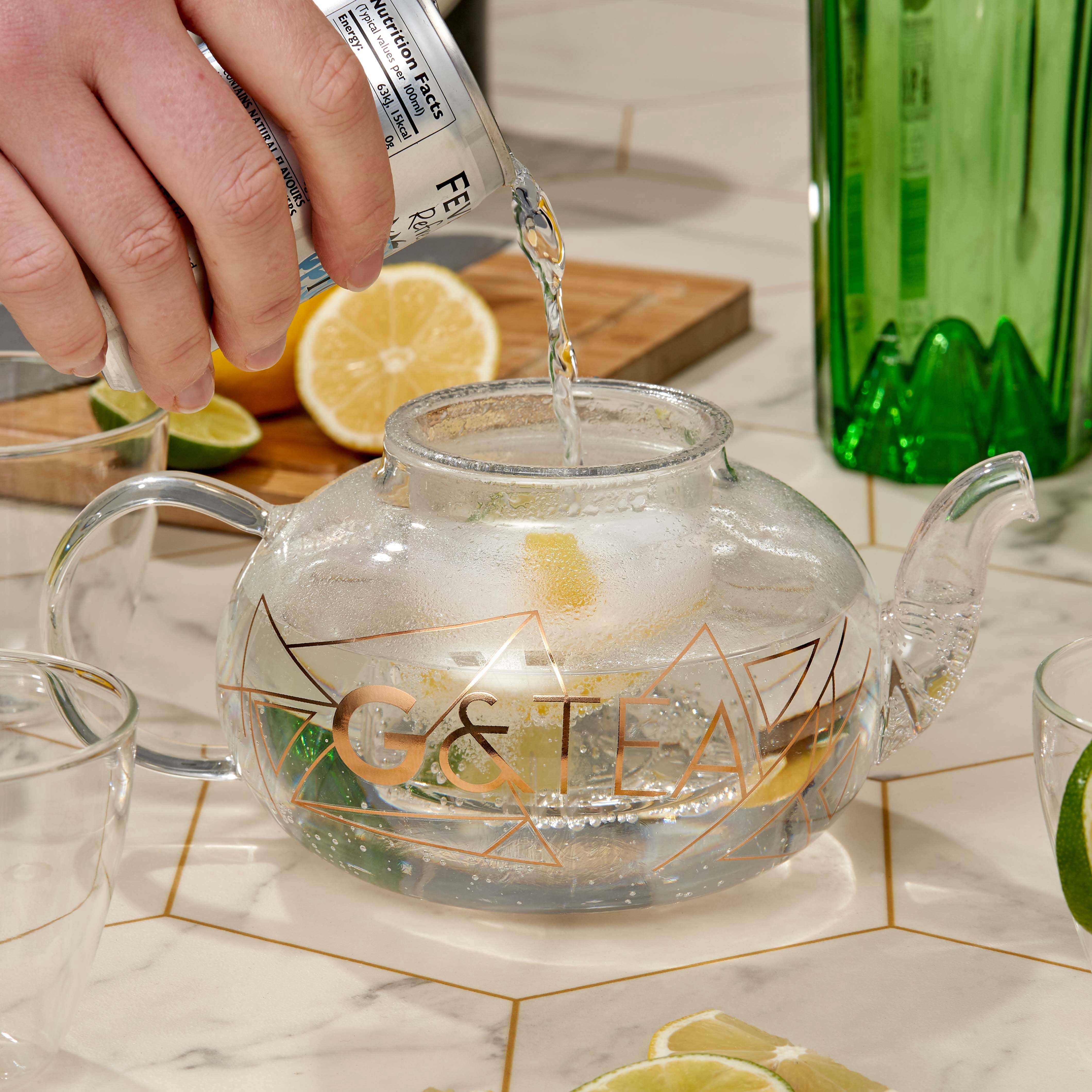 Oak & Steel Teiera Gin in Vetro con Infusore e 4 Tazzine