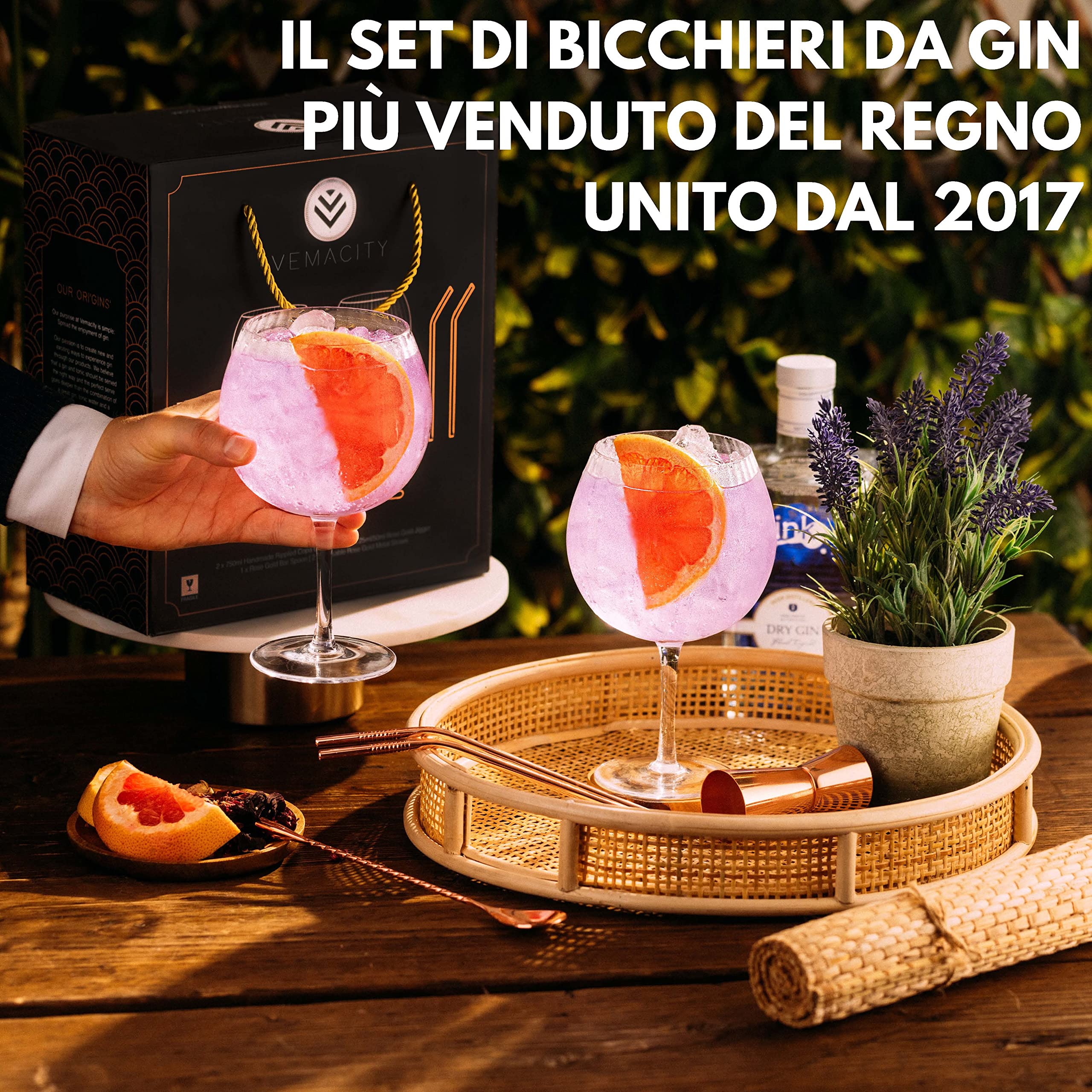 VEMACITY Gin Glasses Palloncino 550ml Set 2 Roségold