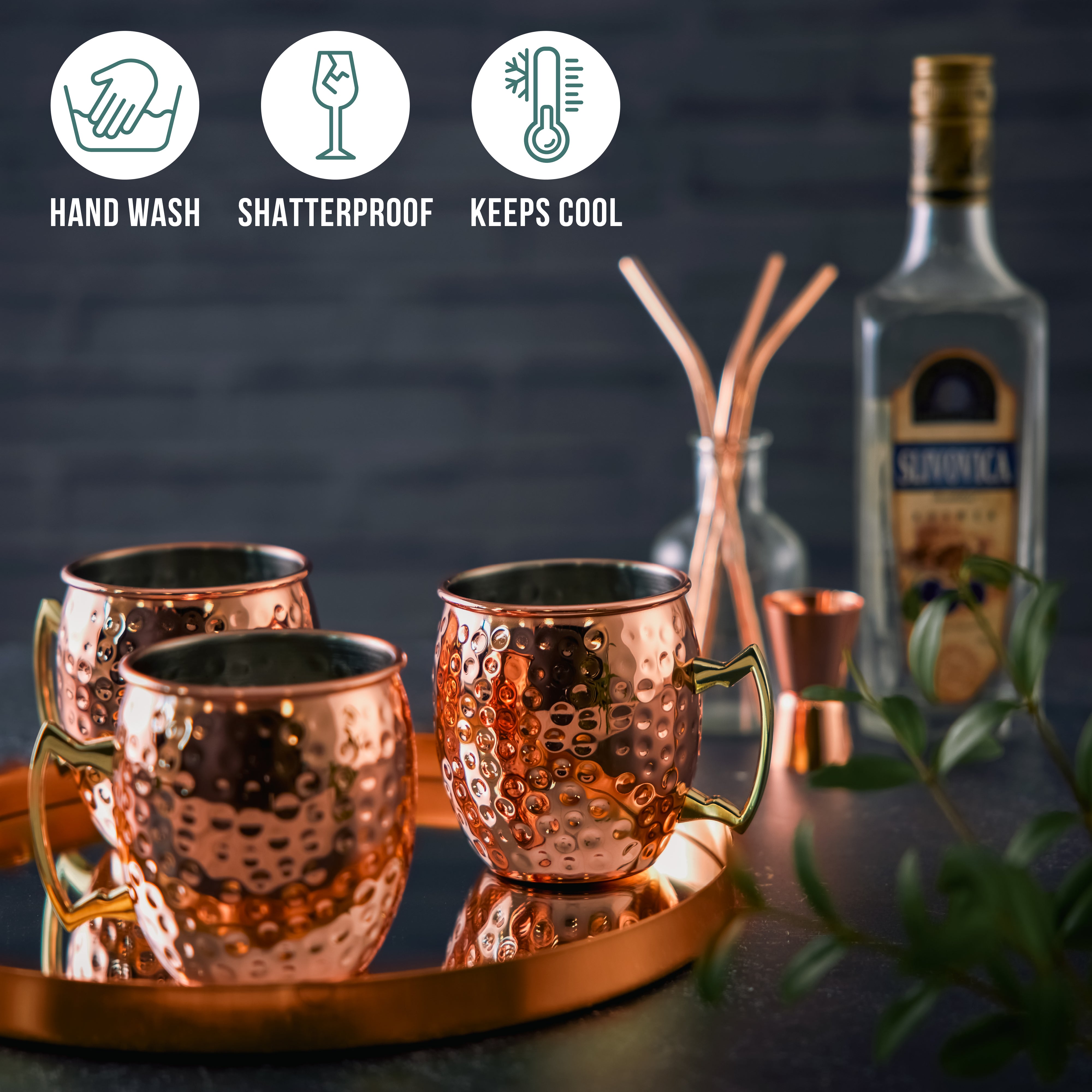 Oak & Steel Tumblers Tazza Moscow Mule Acciaio 4 Pezzi