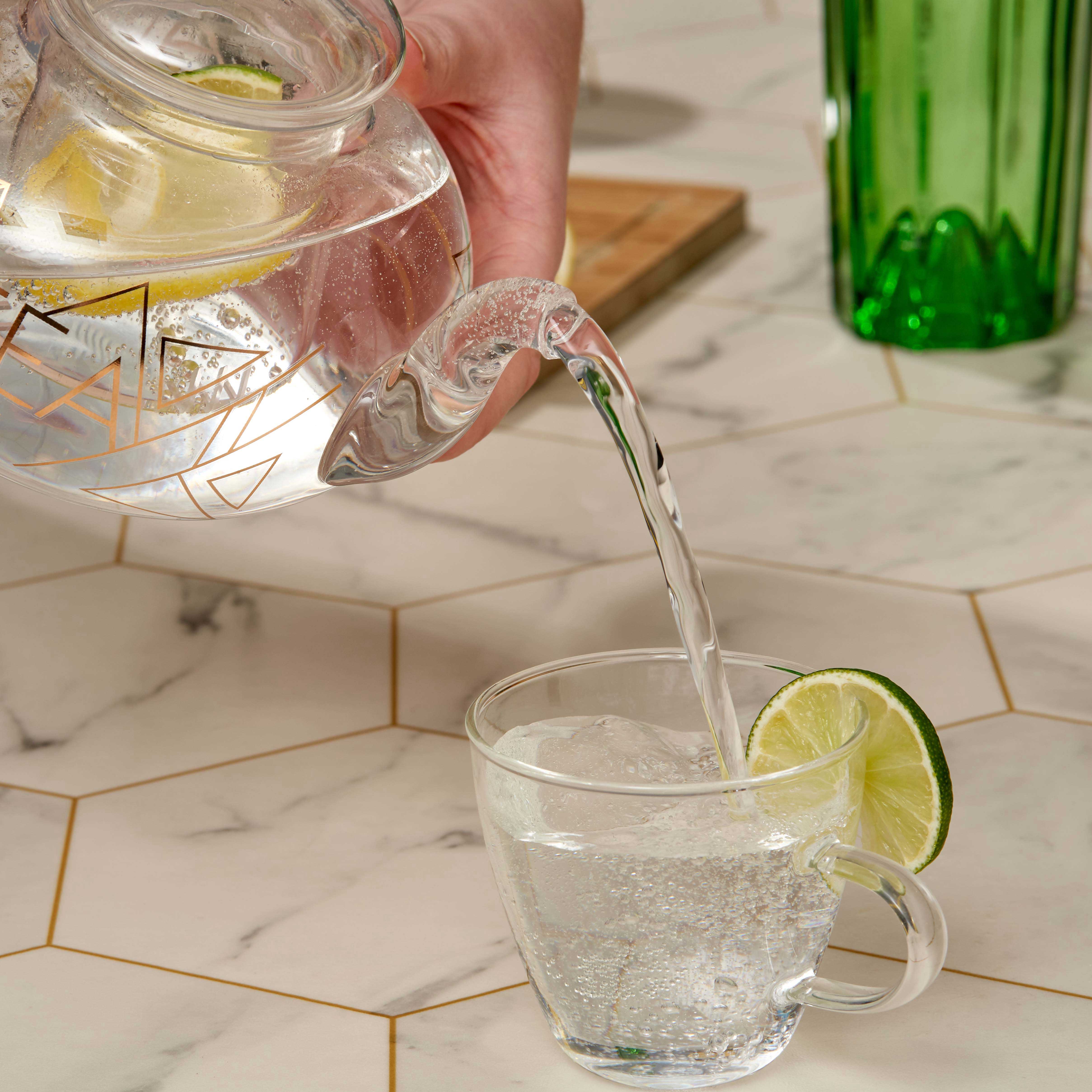 Oak & Steel Teiera Gin in Vetro con Infusore e 4 Tazzine