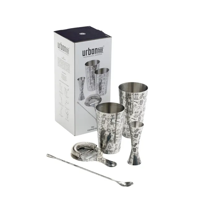 Urban Bar Tiki Set Cocktail 5 Pezzi Acciaio Inox