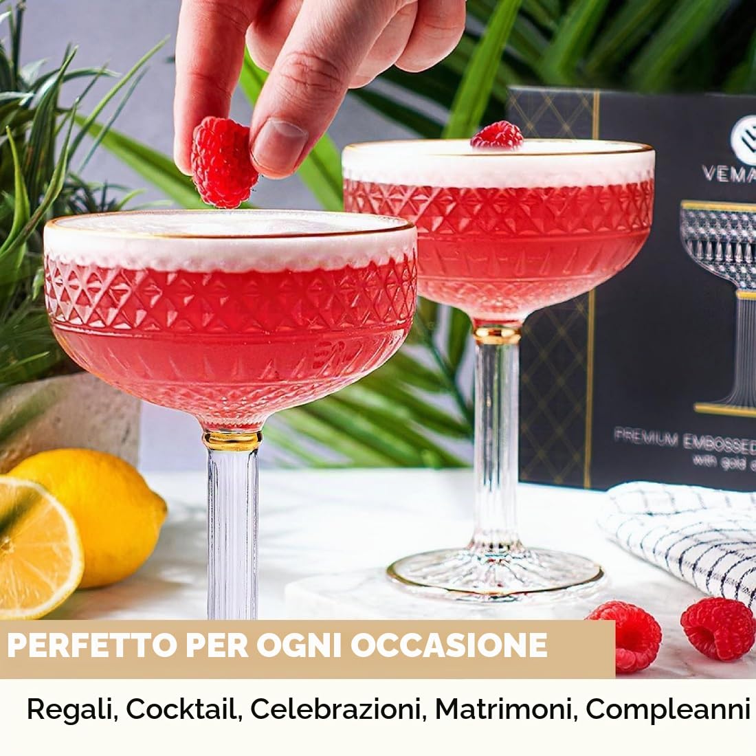 Vemacity Cocktail Glasses coppa cocktail 2 pz 300 ml oro