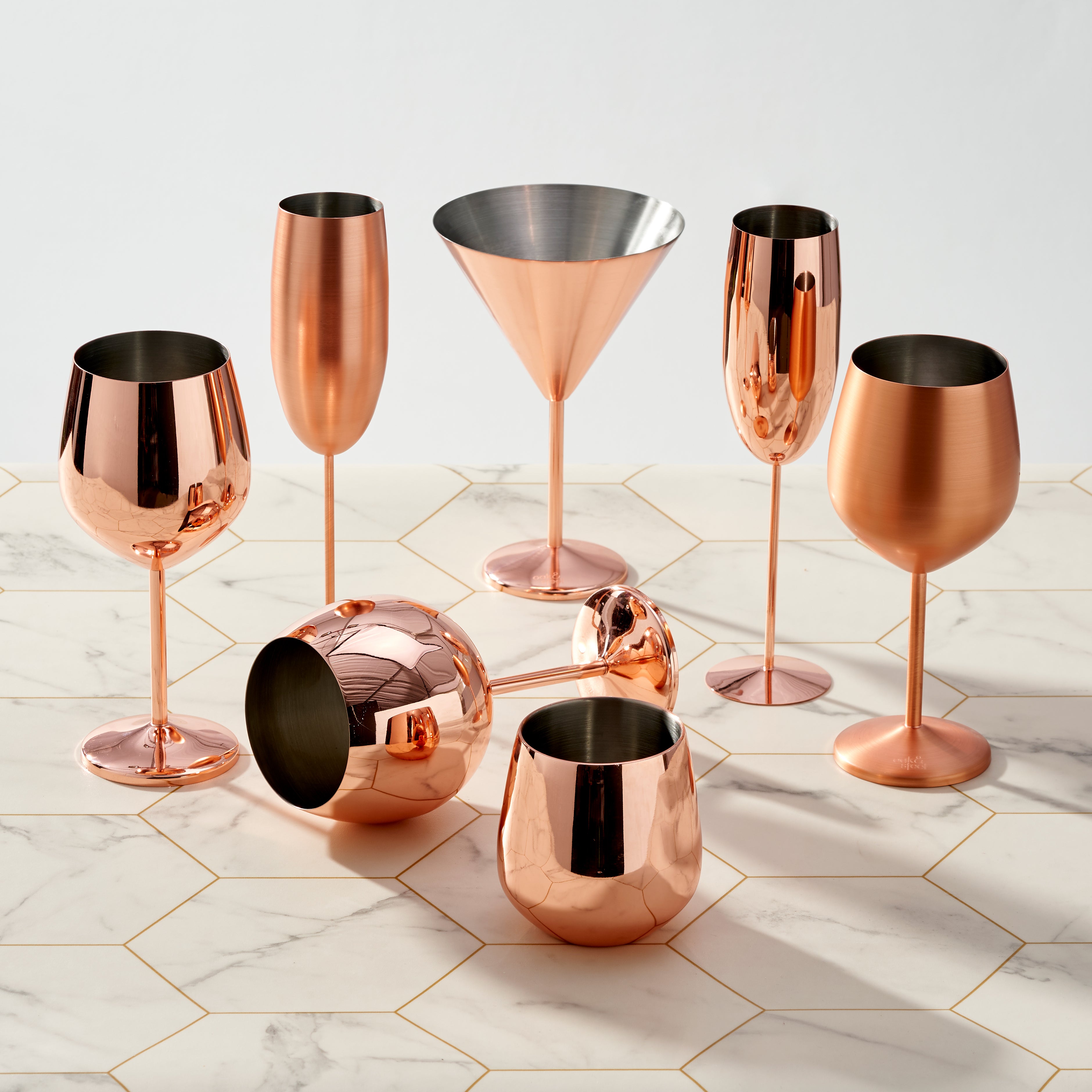 Oak & Steel Martini Glasses coppe cocktail 4 pezzi oro rosa