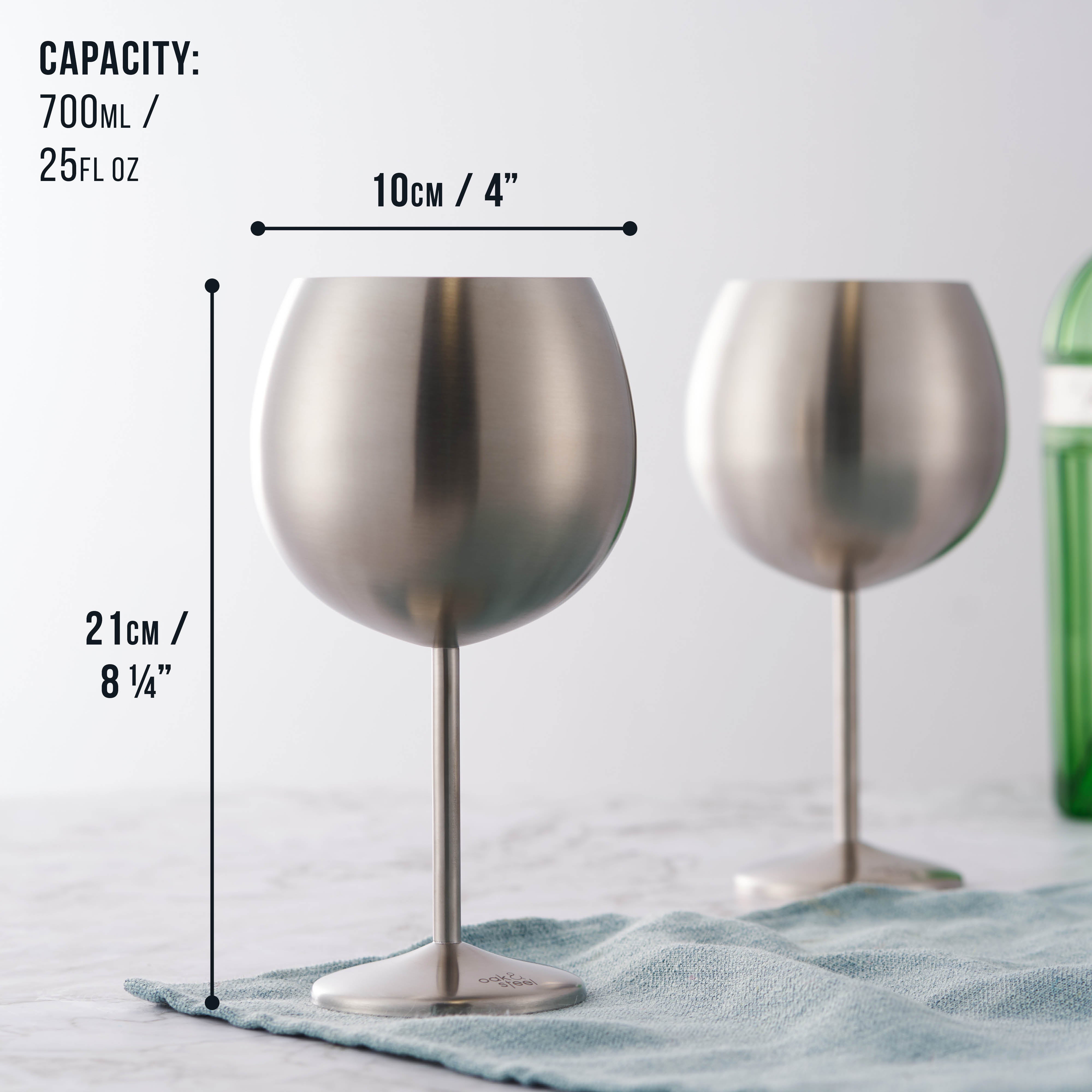 OS Oak & Steel Gin Glasses bicchieri gin argento 4 pezzi