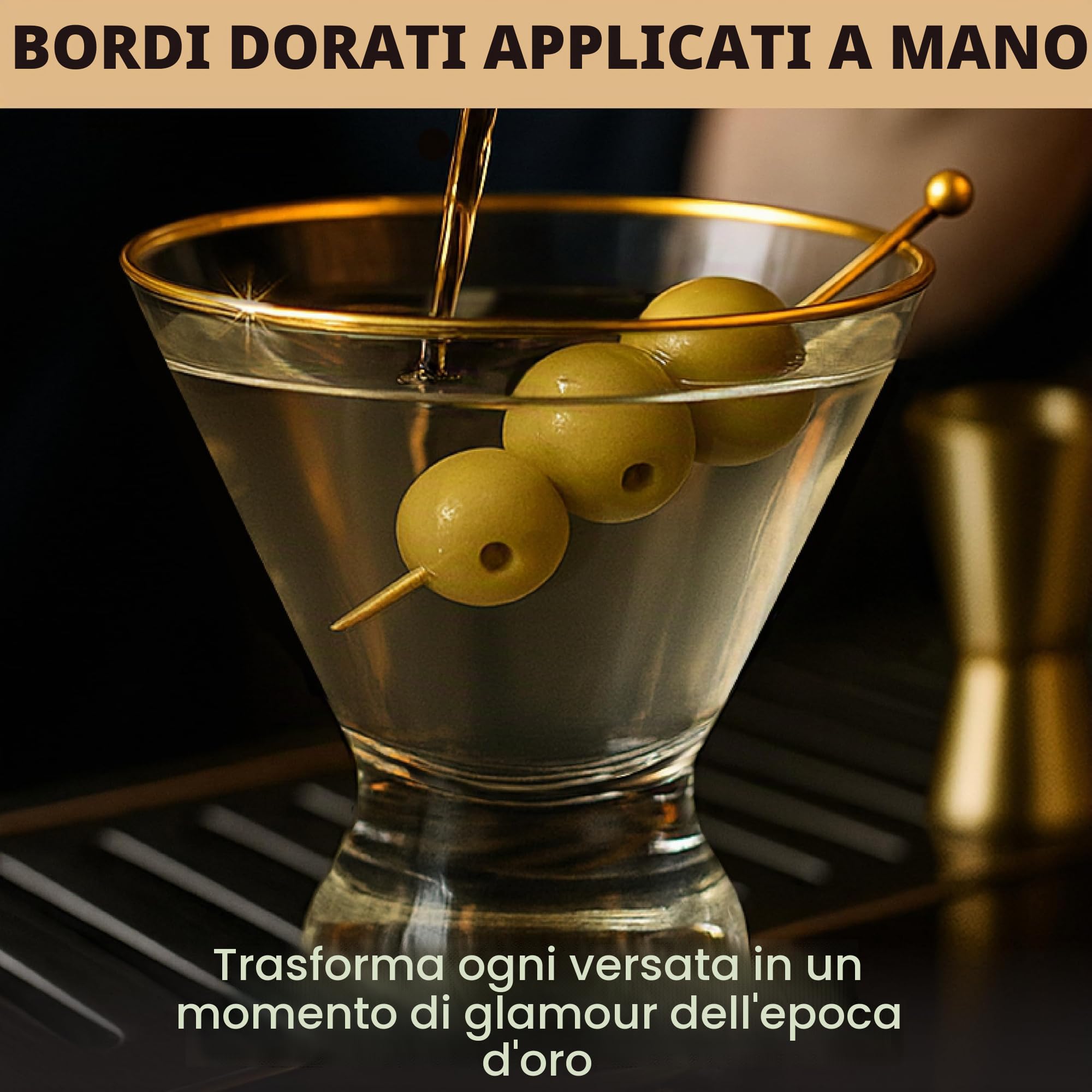 VEMACITY Cocktail Glasses Martini Senza Stelo 4pz 236ml