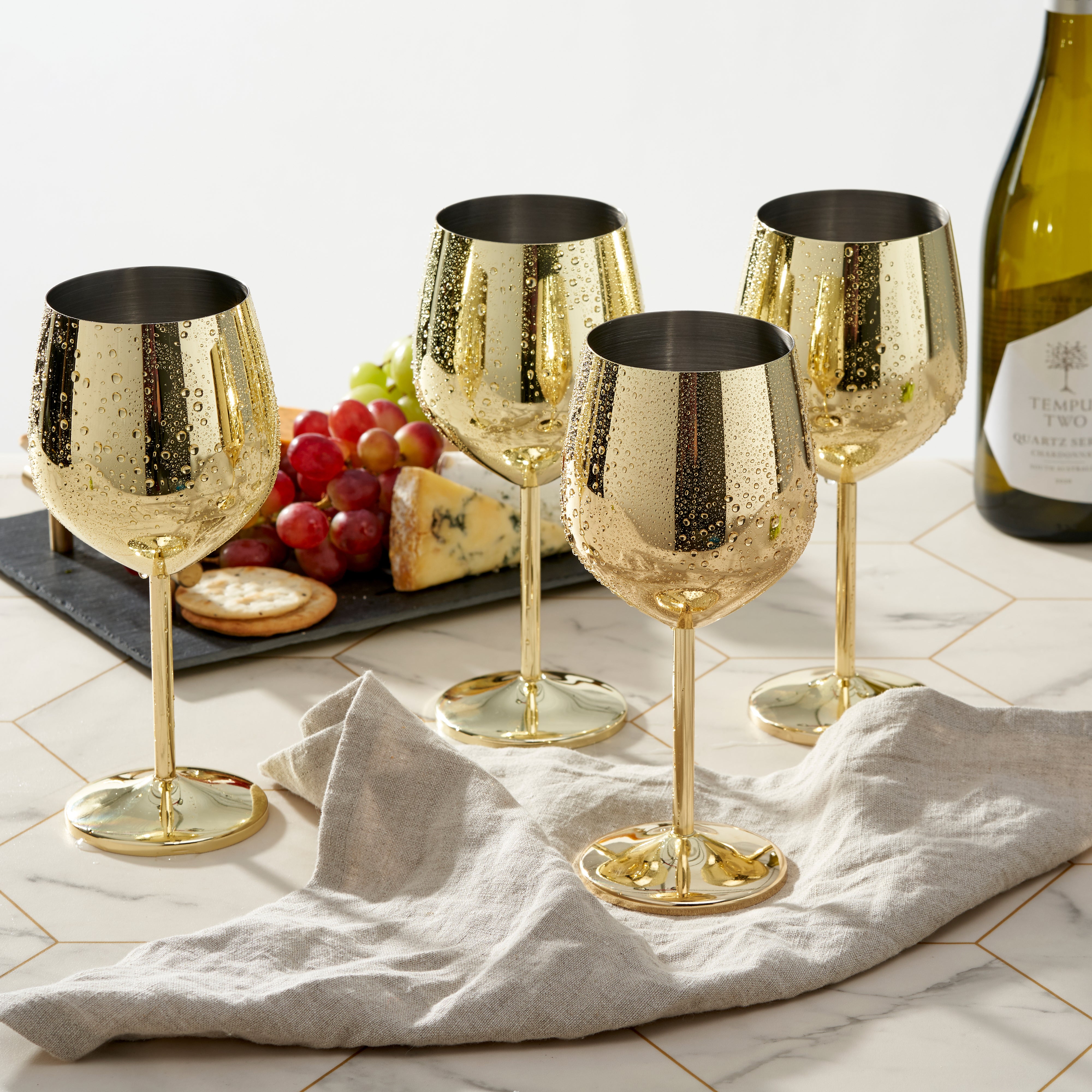 OS Oak & Steel Wine Glasses calici vino oro 4 pezzi