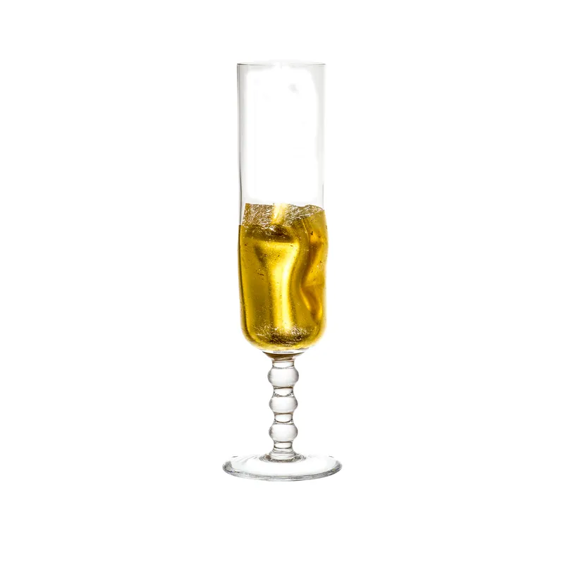 ColleVilca Mida Flute calice spumante foglia oro h 24,2 cm
