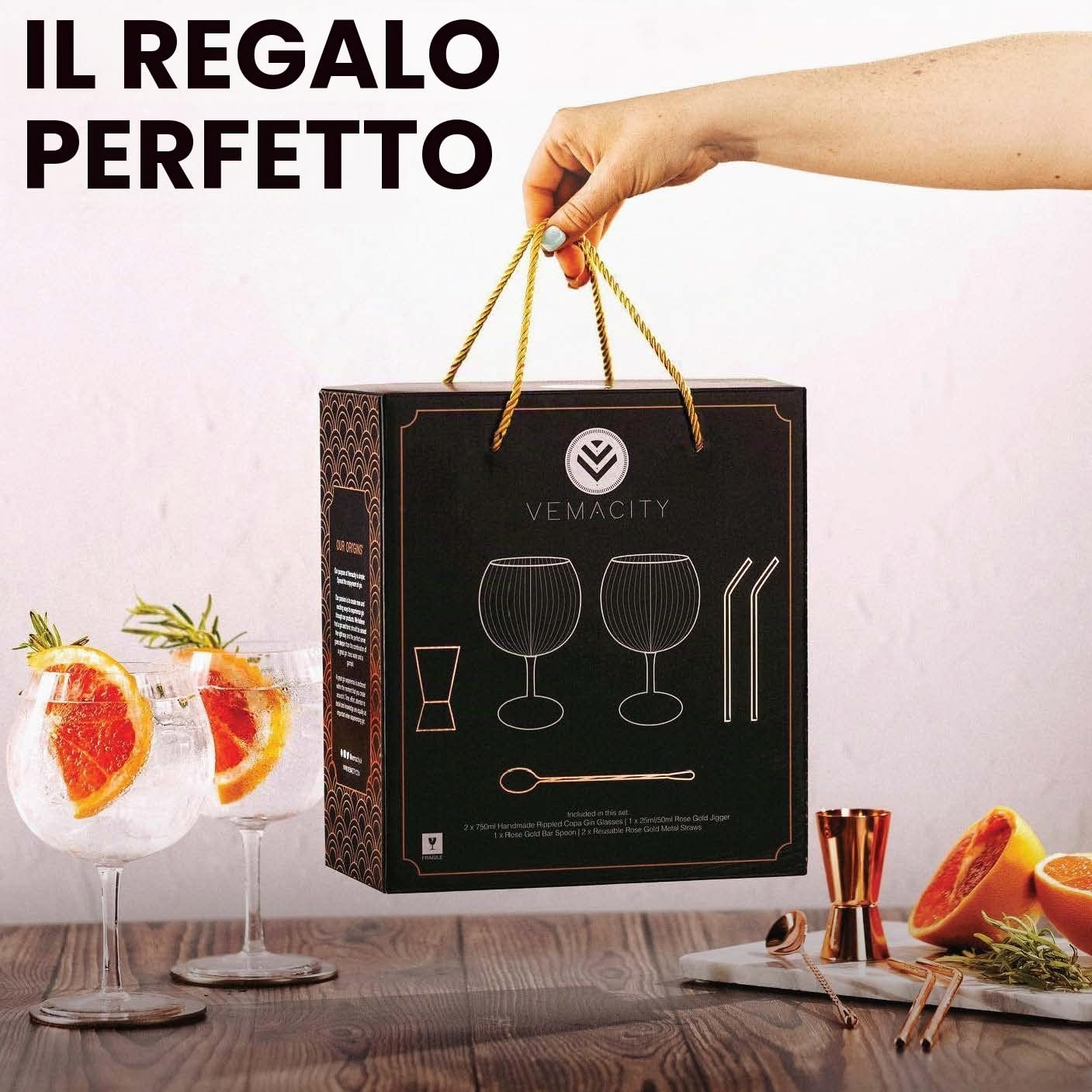 VEMACITY Gin Glasses Palloncino 550ml Set 2 Roségold