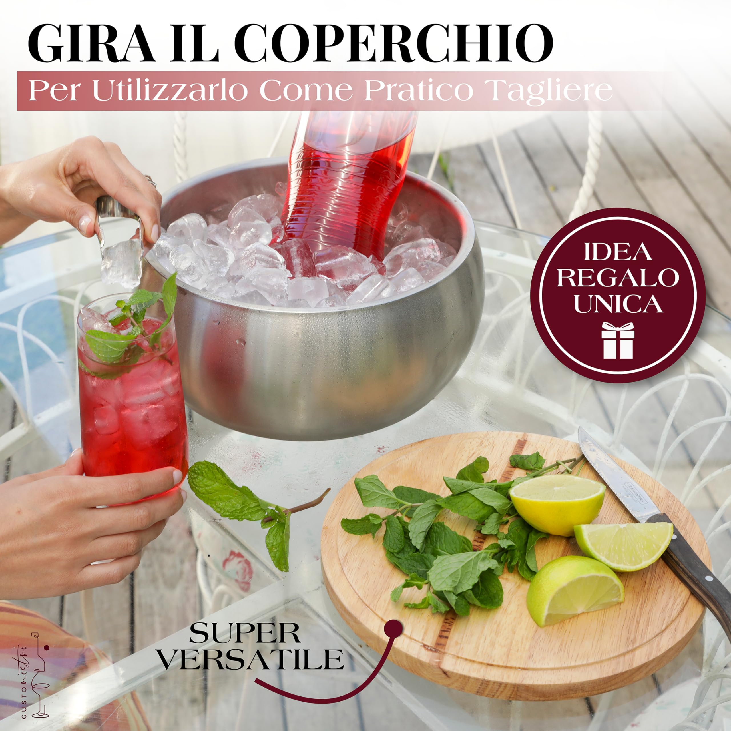 Gusto Nostro Ice Bucket Kit secchiello argento 4,1 L inox