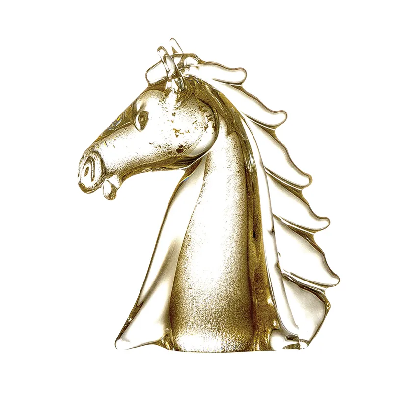 ColleVilca Testa di cavallo scultura cristallo con oro