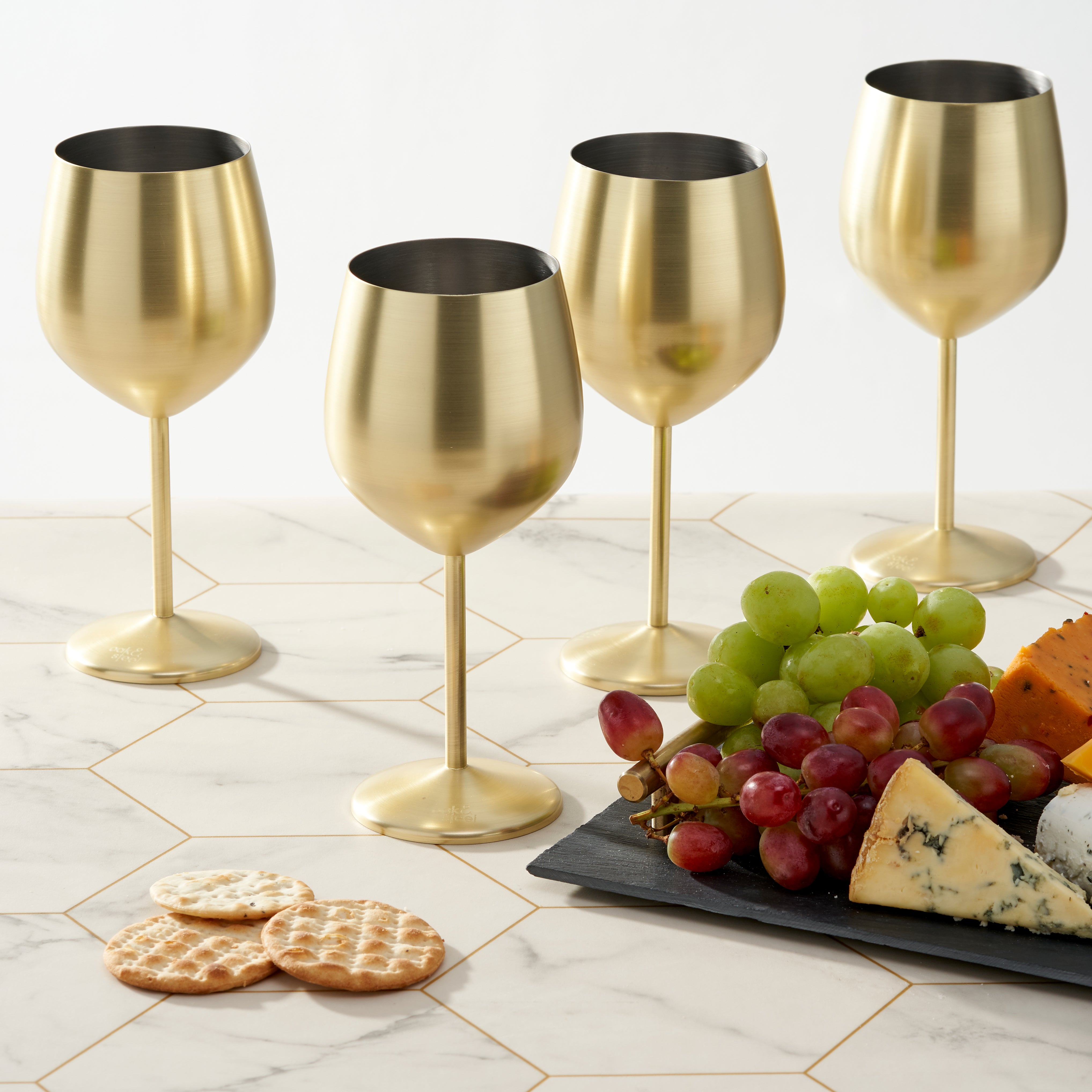 Oak & Steel Wine Glasses Calice Vino Oro Opaco 2 Pezzi
